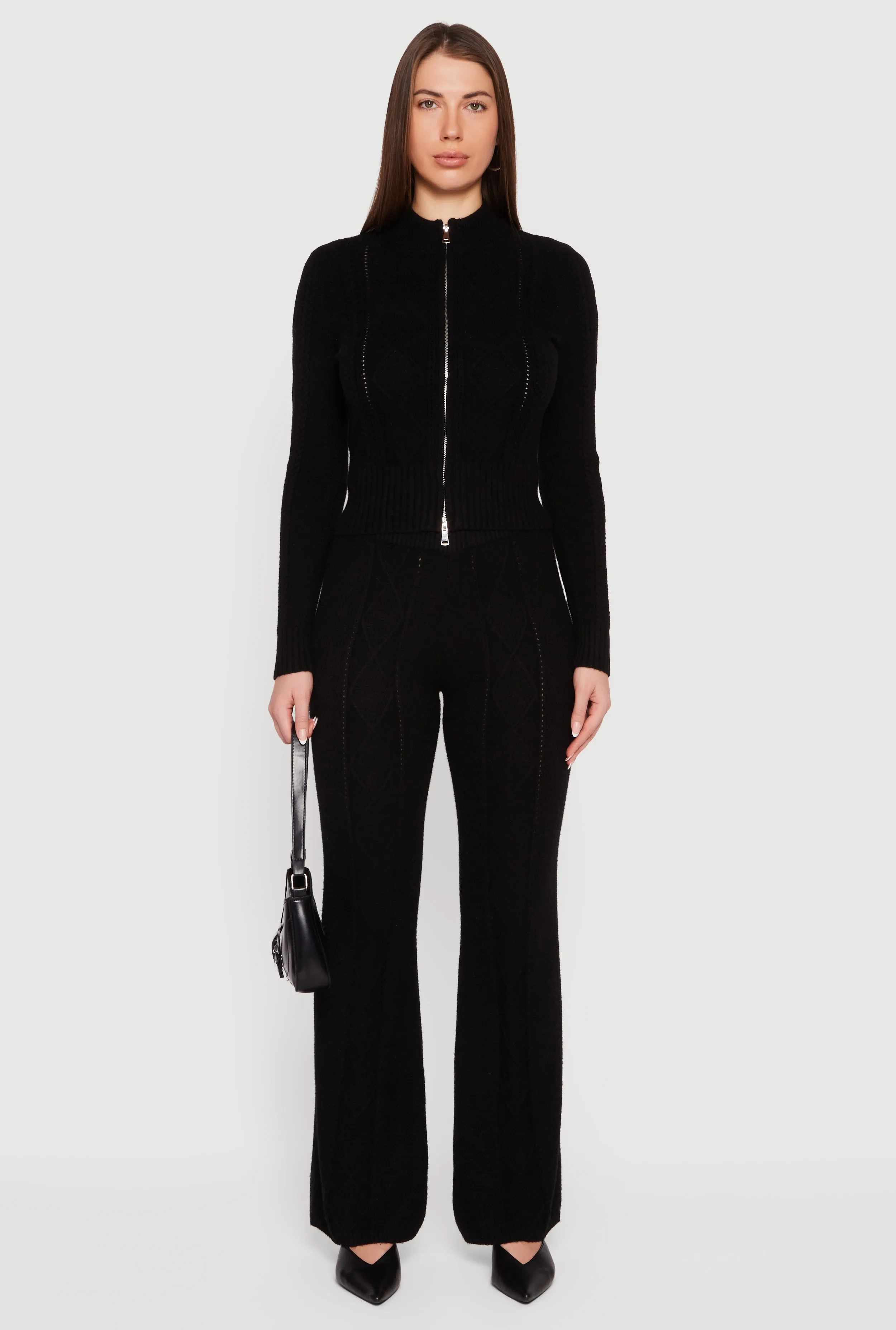 Almost Famous Cable Knit Pull On Flare Pants sold by Rainbow product image thumbnail 2