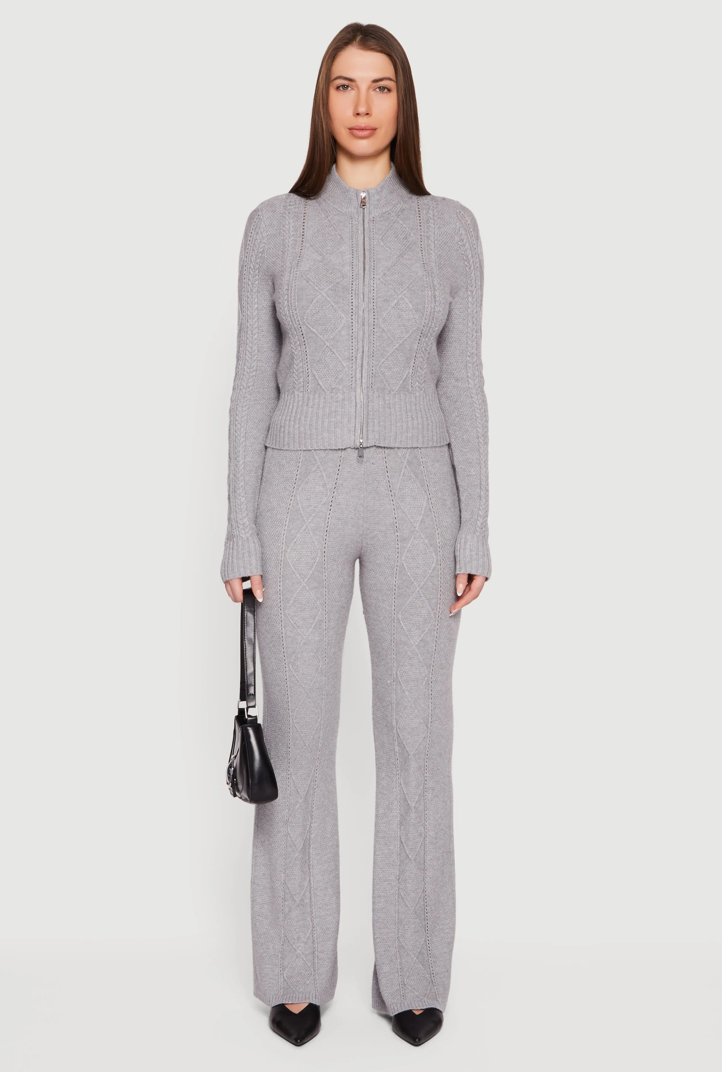 Almost Famous Cable Knit Pull On Flare Pants sold by Rainbow