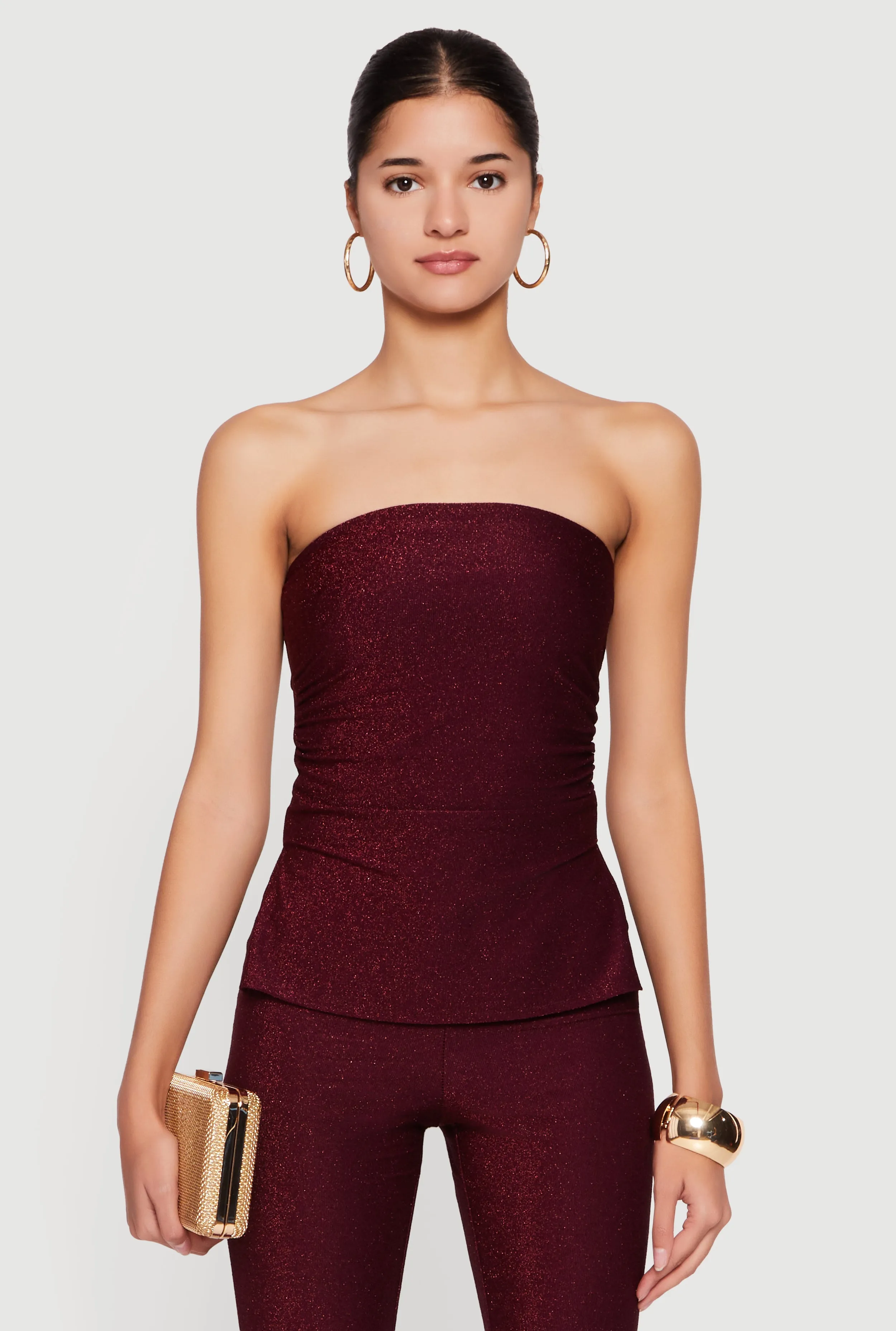 Almost Famous Lurex Ruched Side Tube Top sold by Rainbow product image thumbnail 3