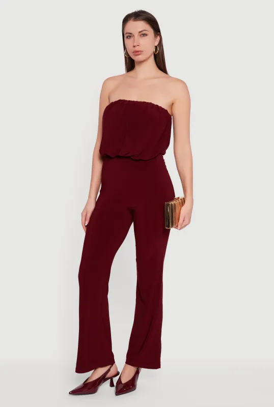 Elegant Strapless Wide Leg Jumpsuit sold by Rainbow