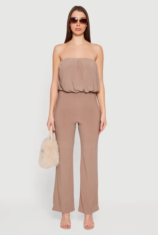Elegant Strapless Wide Leg Jumpsuit sold by Rainbow