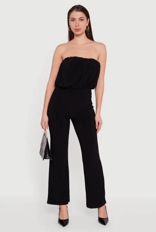 Elegant Strapless Wide Leg Jumpsuit sold by Rainbow