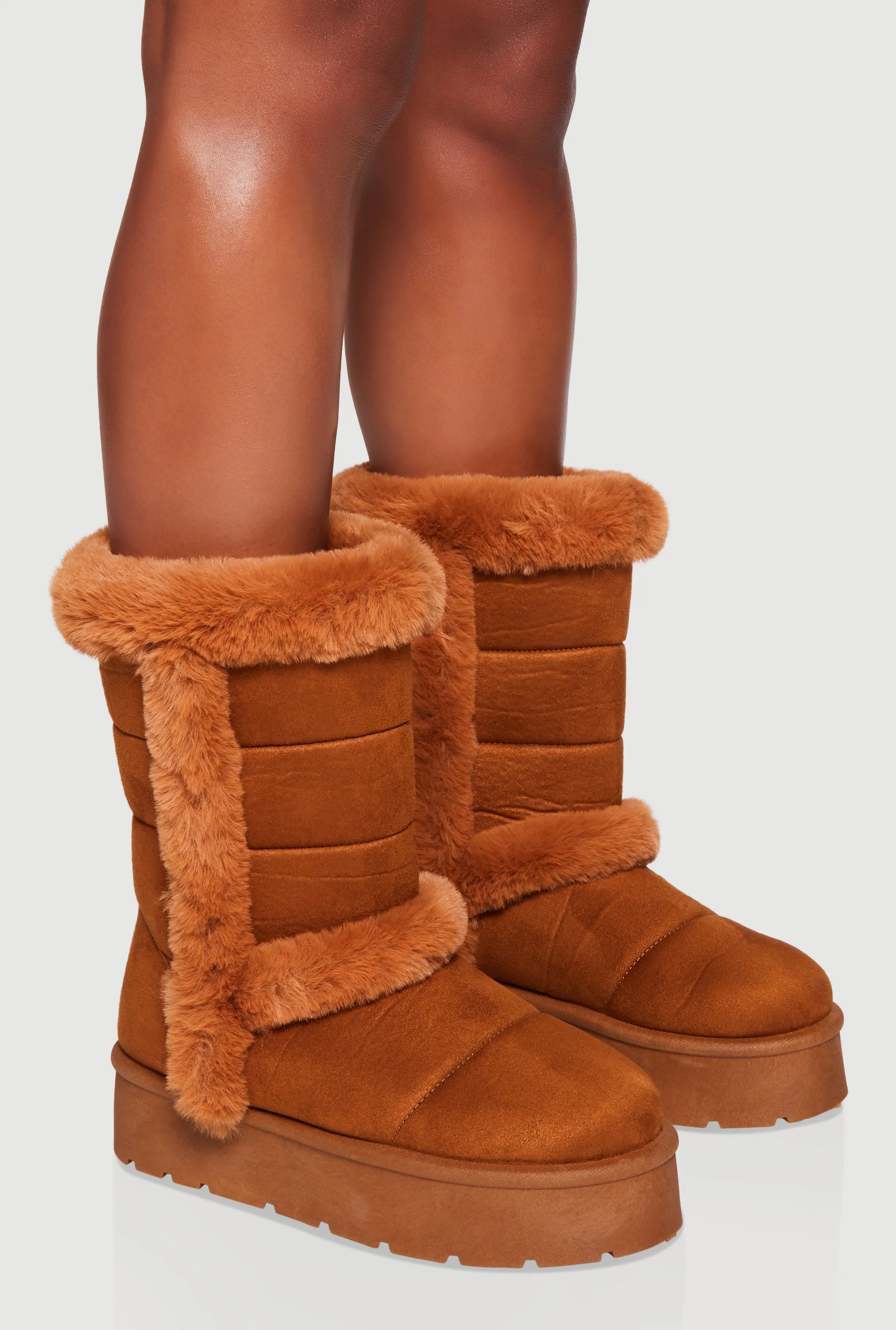Faux Fur Lined Faux Suede Platform Boots sold by Rainbow product image thumbnail 2