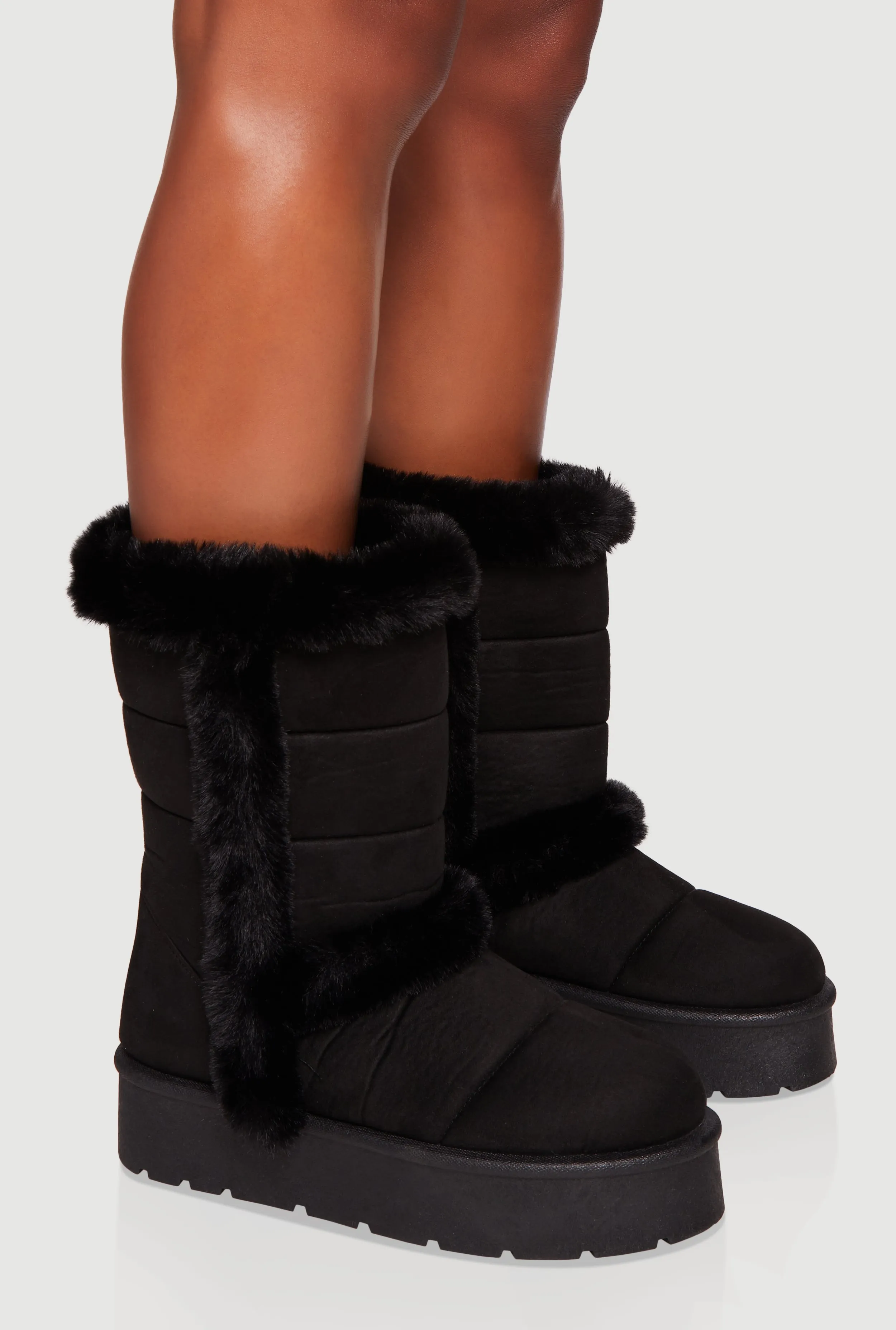 Faux Fur Lined Faux Suede Platform Boots sold by Rainbow product image thumbnail 2