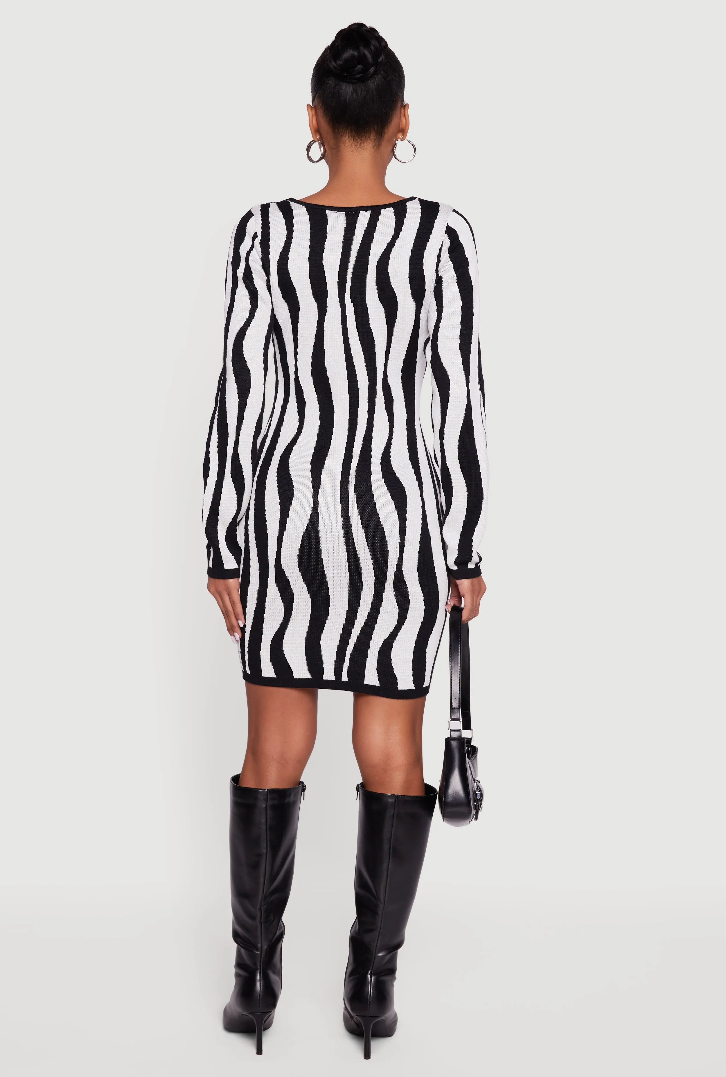 Printed Pattern Long Sleeve Square Neck Sweater Dress sold by Rainbow product image thumbnail 5