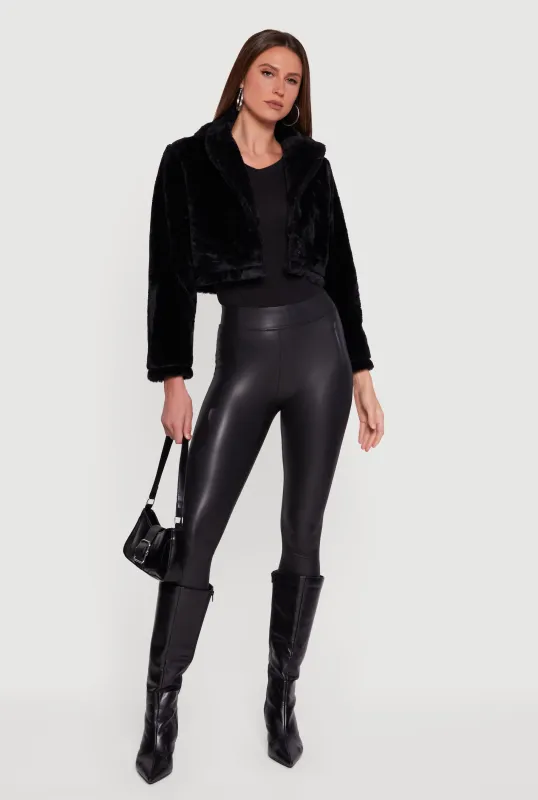 Faux Fur Cropped One Button Jacket made by Ambiance