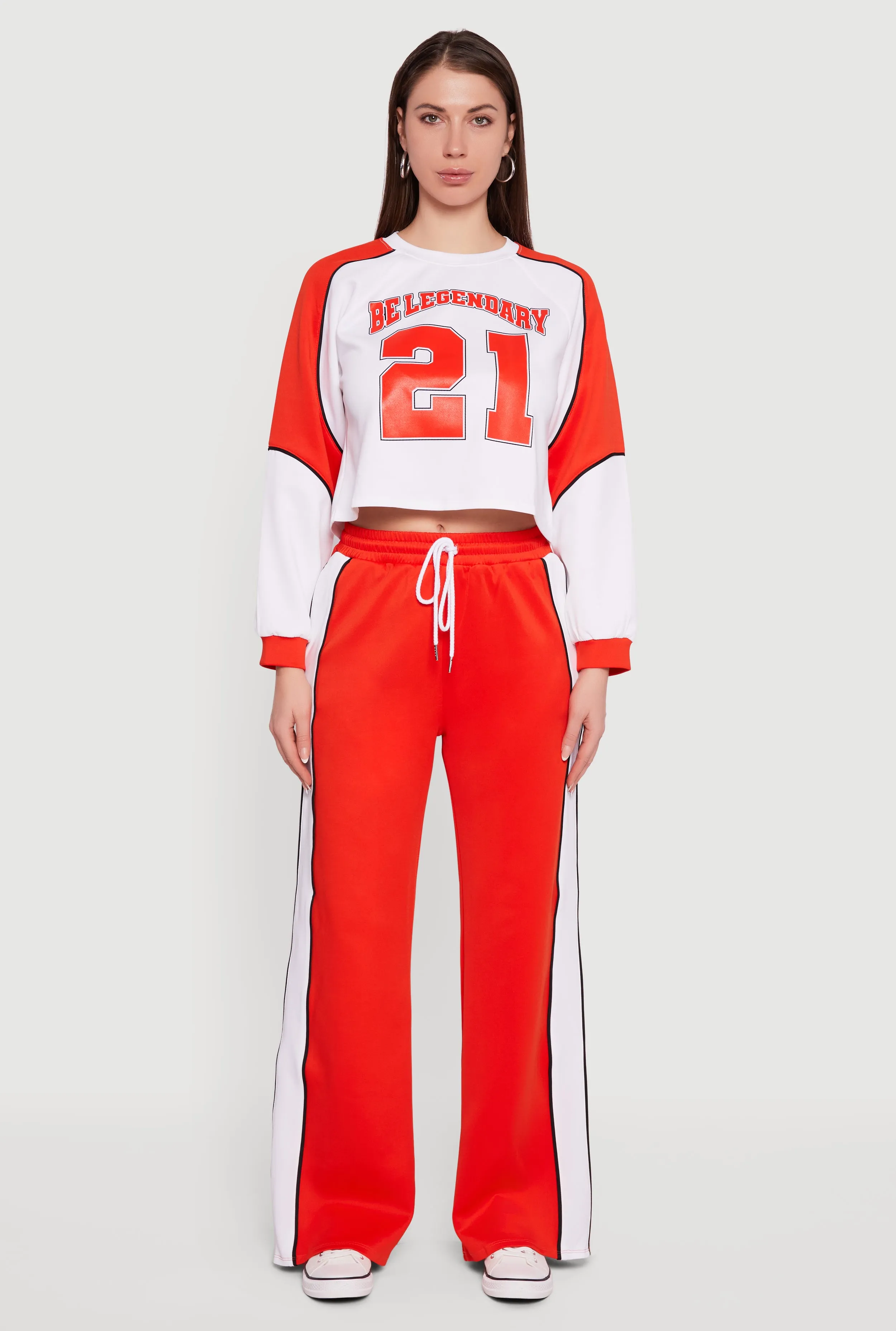 Contrast Trim Piping High Waisted Wide Leg Pants sold by Rainbow product image thumbnail 2