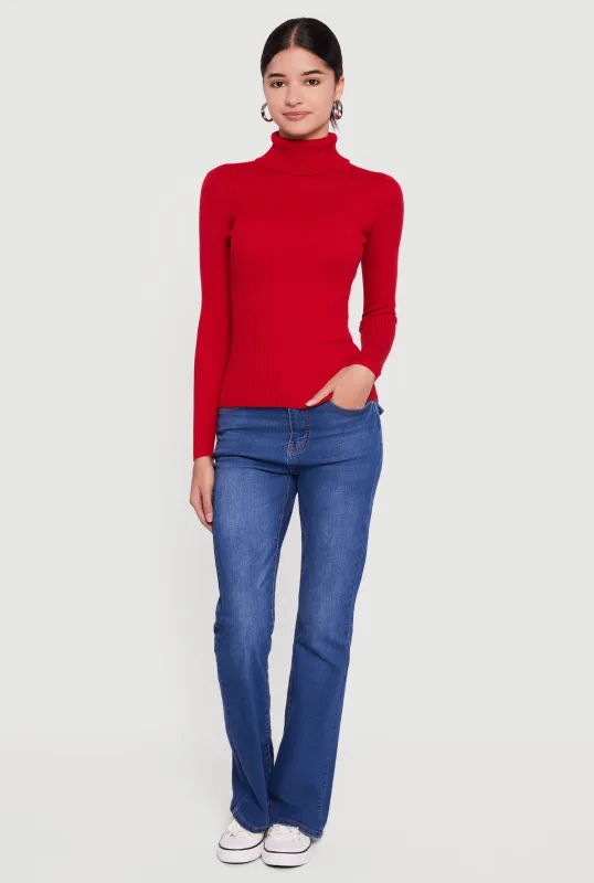 Rib Knit Long Sleeve Turtleneck Top sold by Rainbow