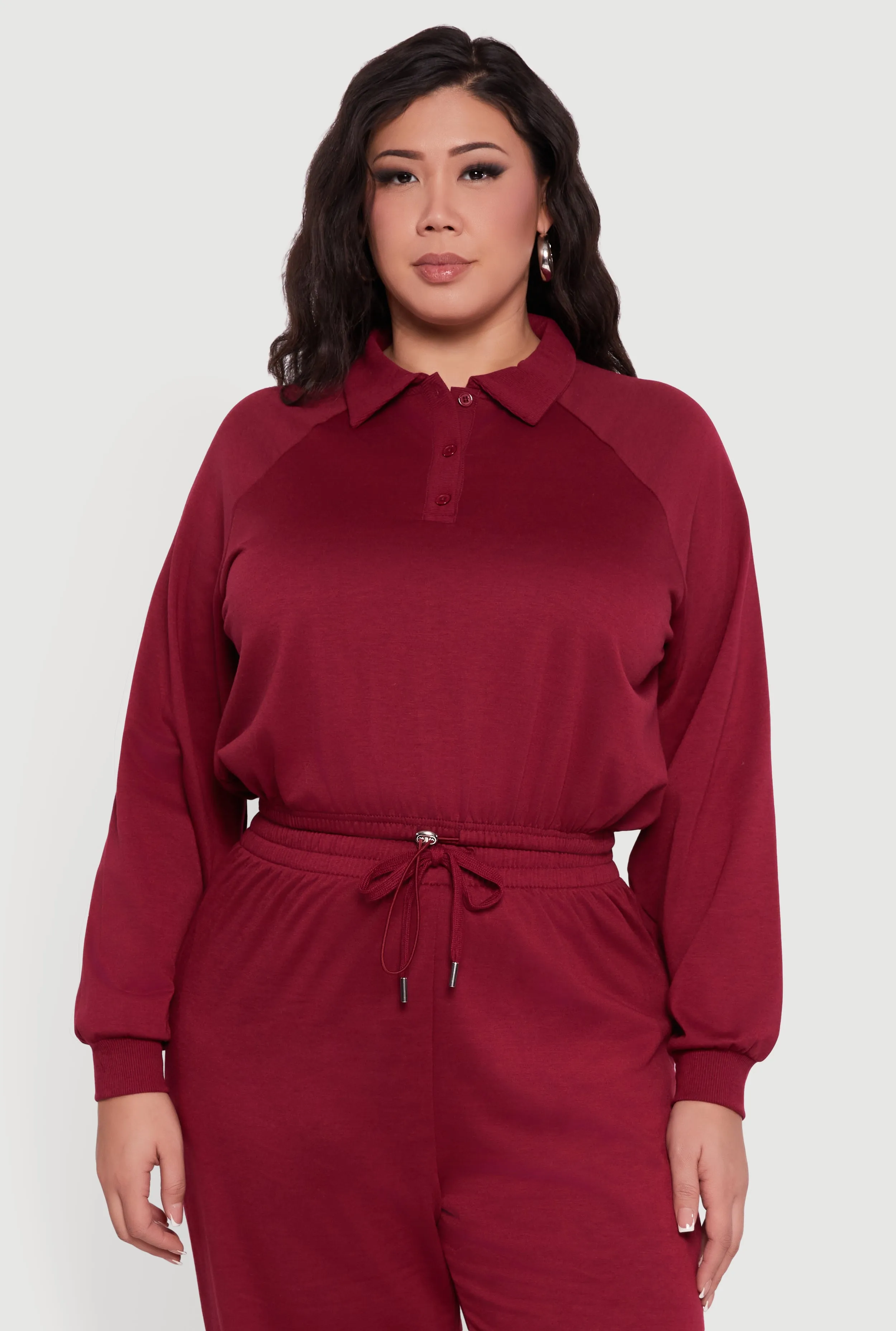 Plus Size Almost Famous Drawstring Hem Collared Pullover sold by Rainbow product image thumbnail 3