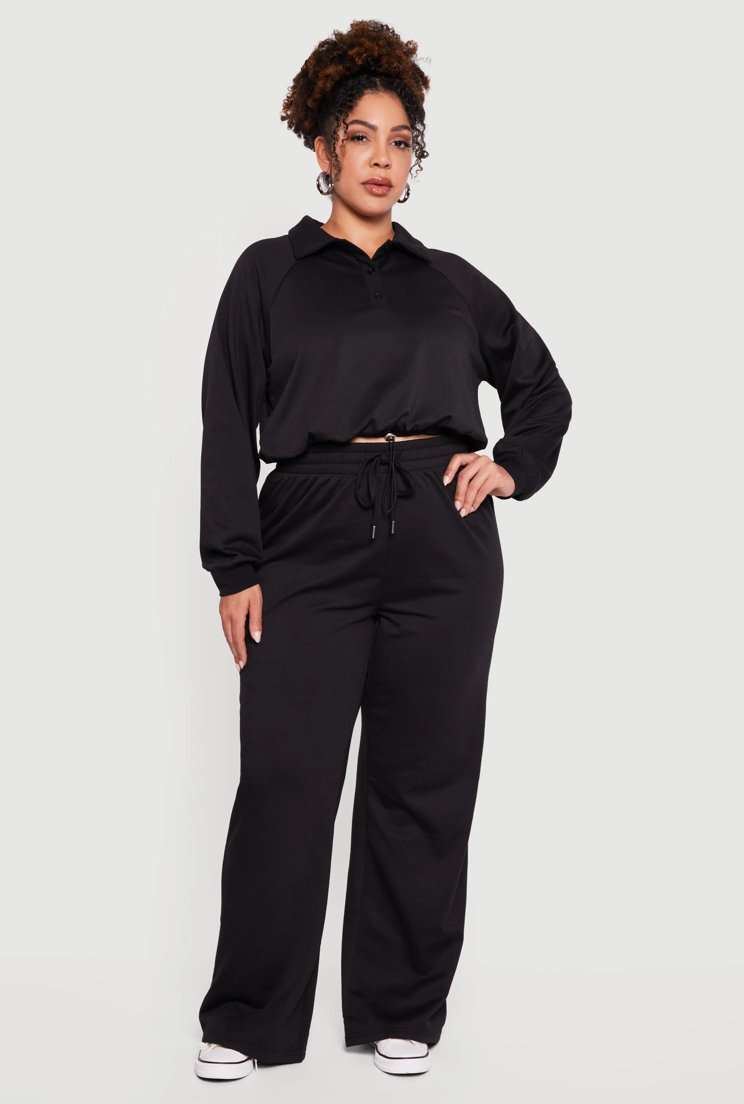 Plus Size Almost Famous Drawstring Hem Collared Pullover sold by Rainbow product image thumbnail 2