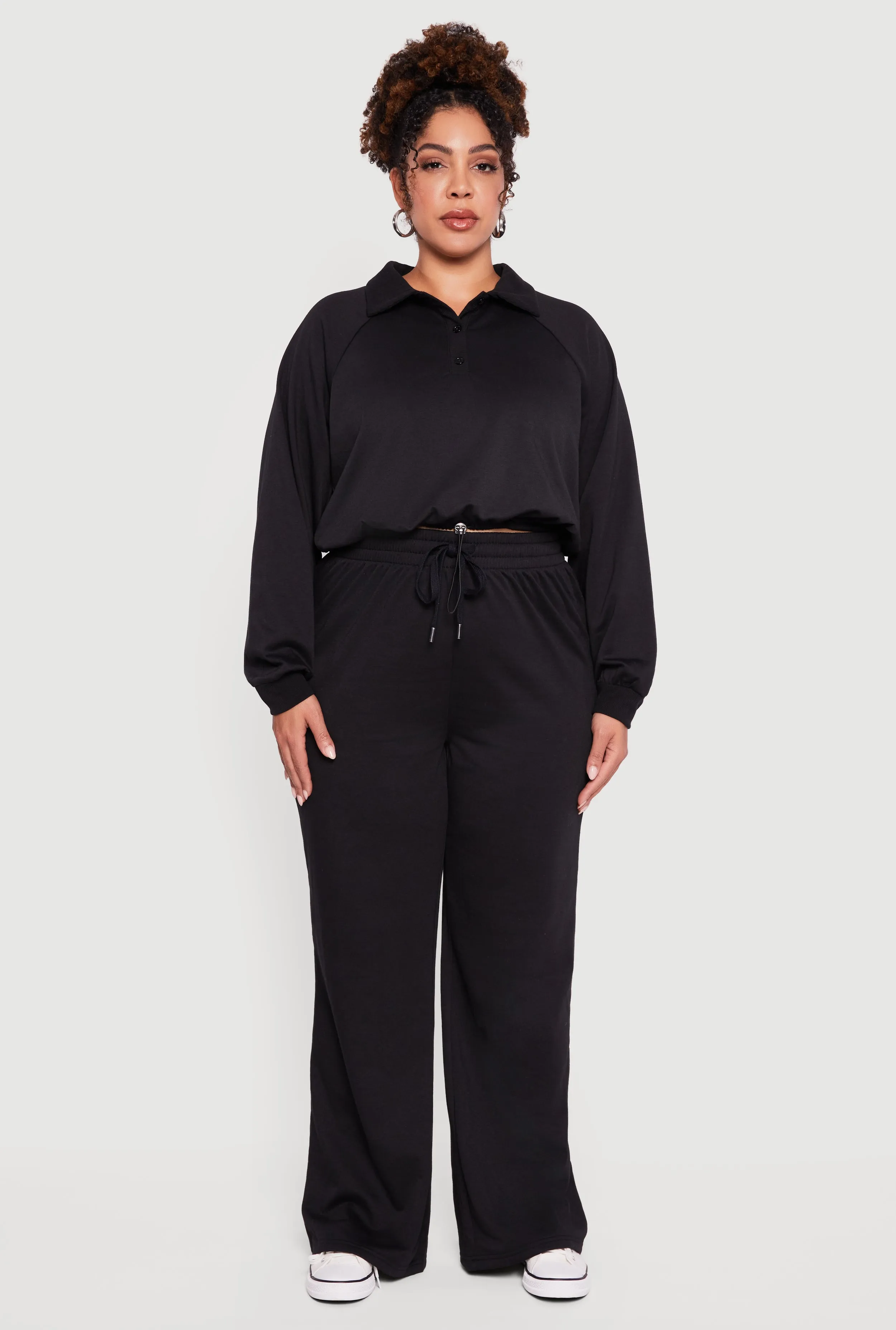 Plus Size Almost Famous Drawstring Hem Collared Pullover sold by Rainbow product image thumbnail 3