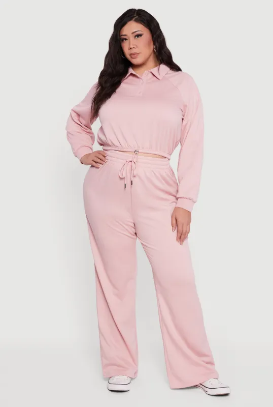 Plus Size Almost Famous Drawstring Waist Wide Leg Sweatpants sold by Rainbow