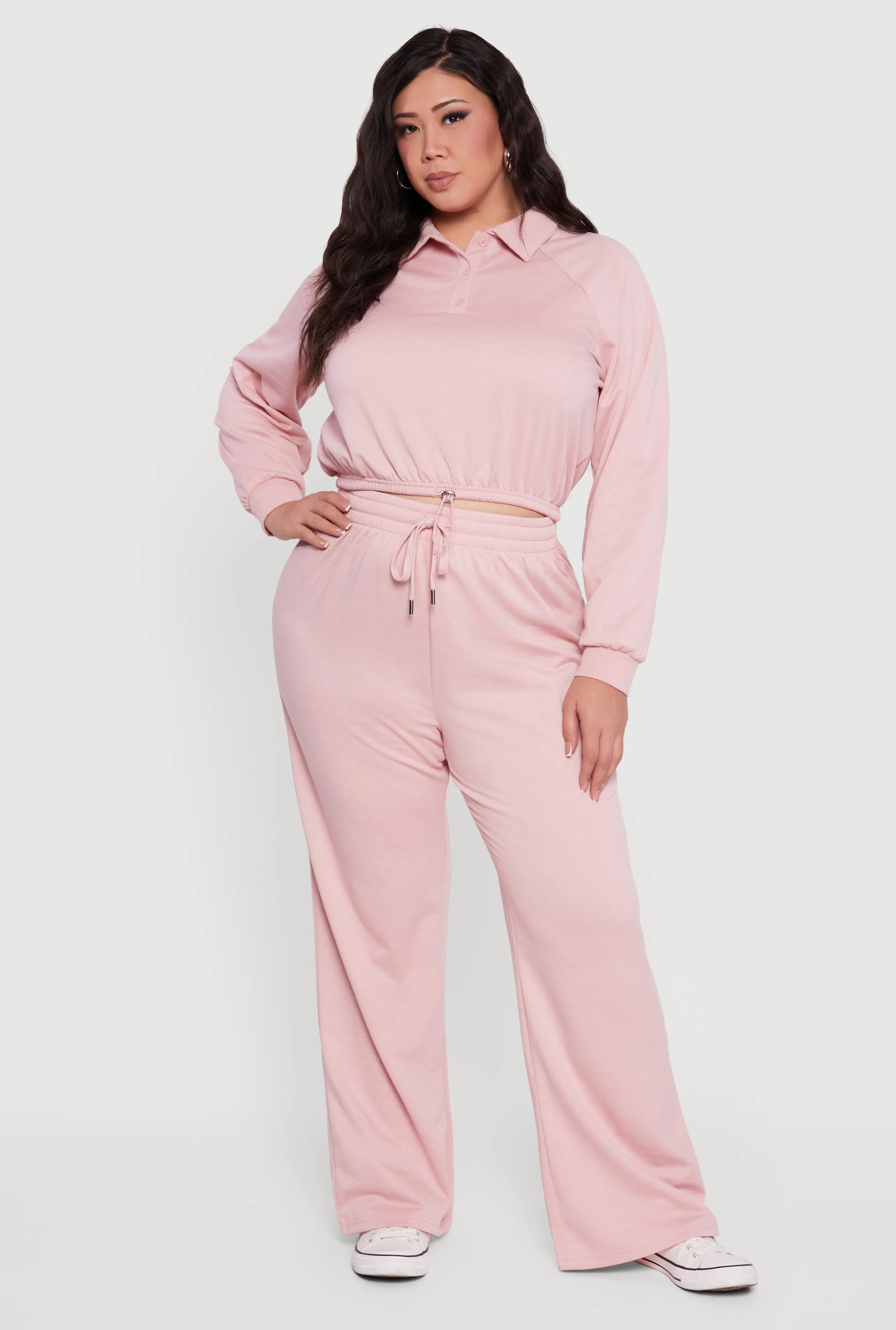 Plus Size Almost Famous Drawstring Waist Wide Leg Sweatpants sold by Rainbow