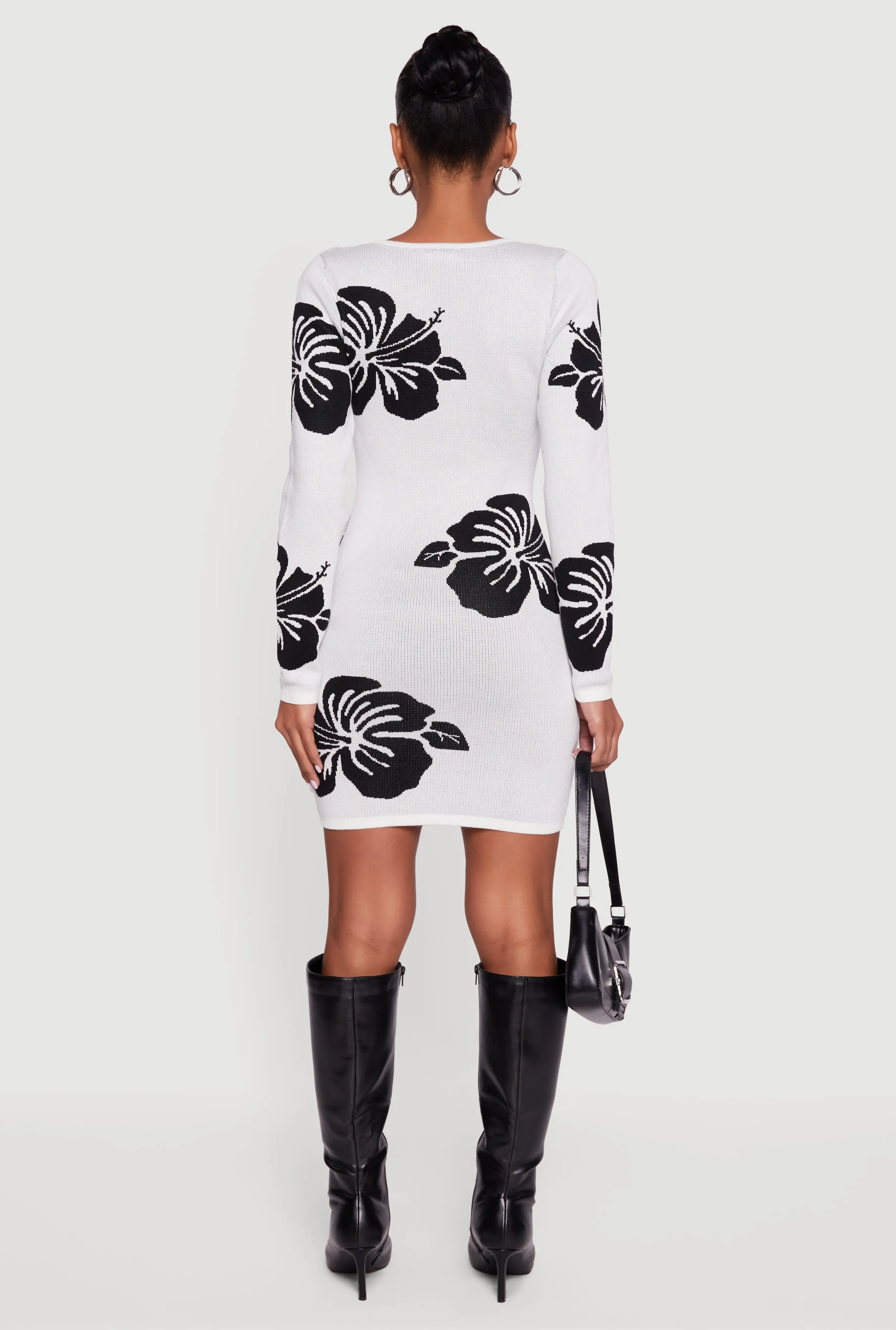 Long Sleeve Scoop Neck Printed Pattern Sweater Dress sold by Rainbow product image thumbnail 5