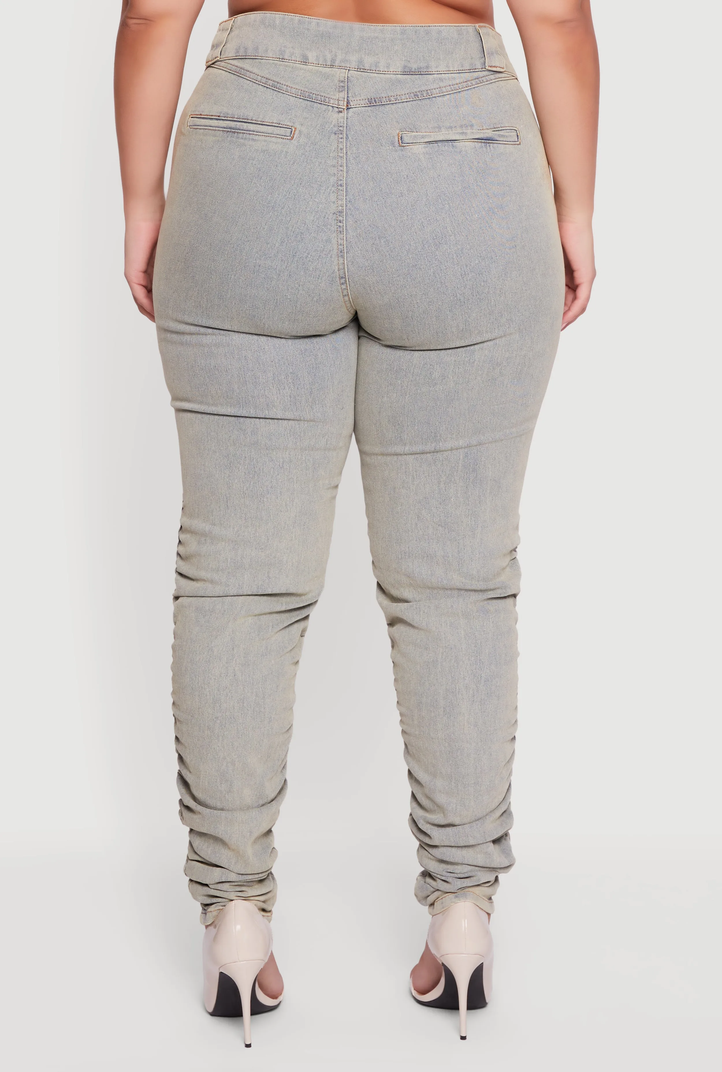 Plus Size High Waisted Stacked Acid Wash Jeans sold by Rainbow product image thumbnail 5
