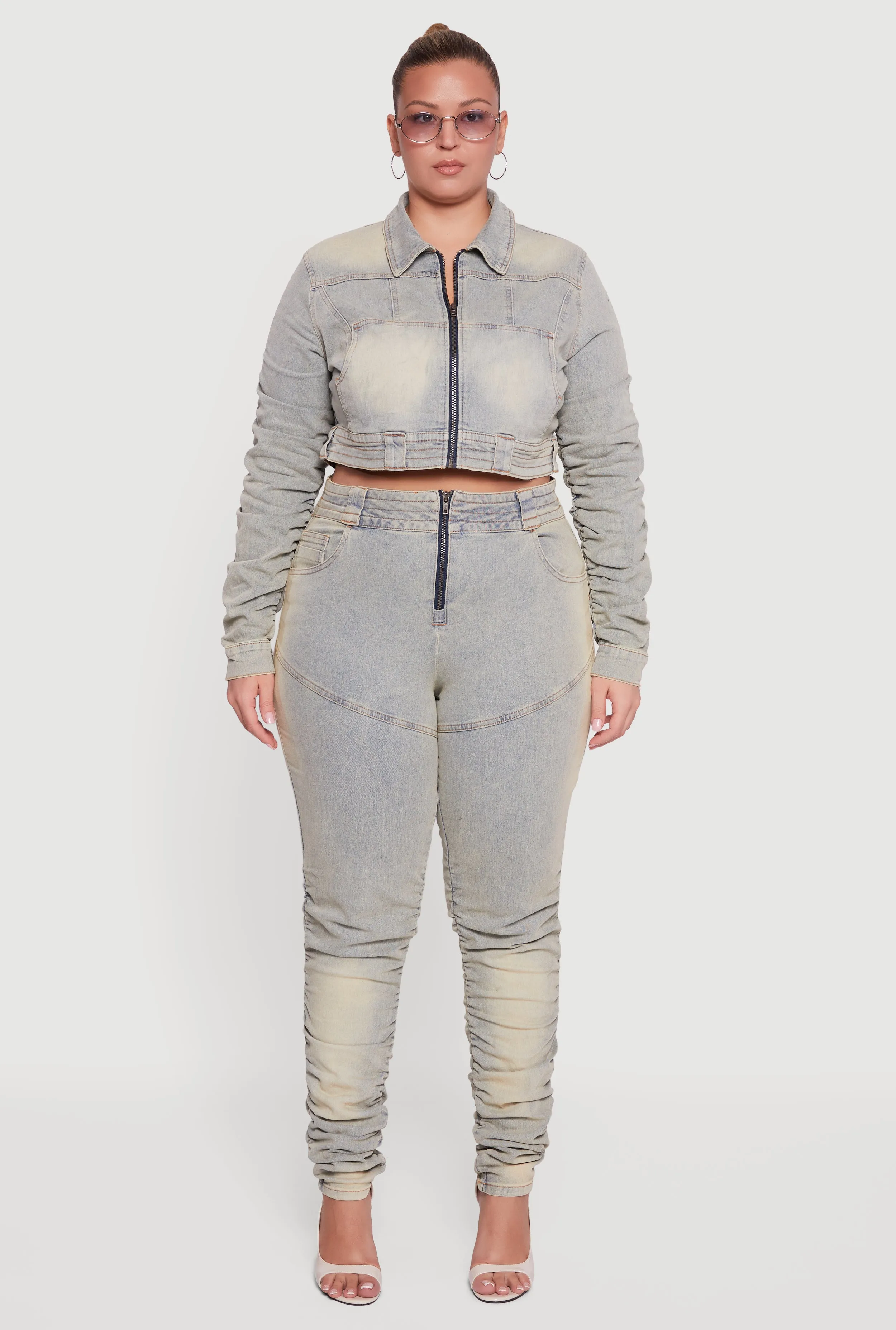 Plus Size High Waisted Stacked Acid Wash Jeans sold by Rainbow product image thumbnail 2
