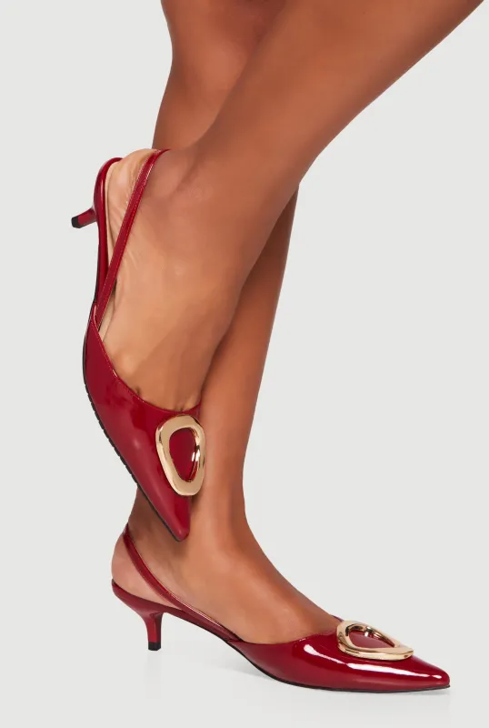 Metallic Pendant Slingback Kitten Heel Pumps sold by Rainbow