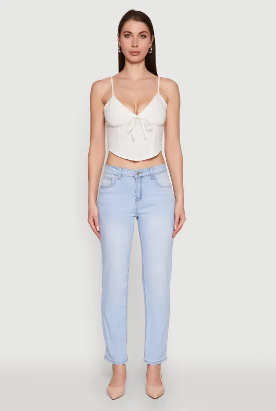 Chic Linen Bustier Top with Tie Front Detail sold by Rainbow