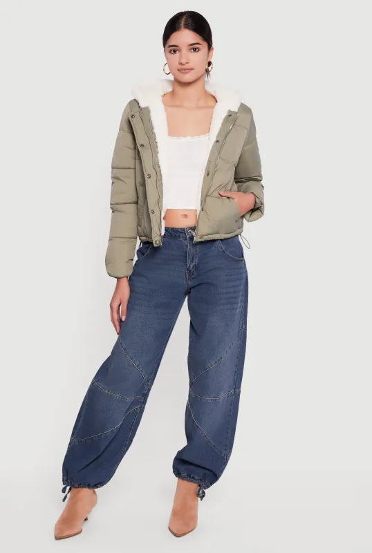 Faux Fur Lined Hooded Puffer Jacket sold by Rainbow