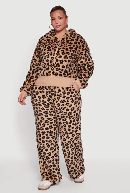 Plus Size High Waisted Faux Fur Lounge Pants sold by Rainbow