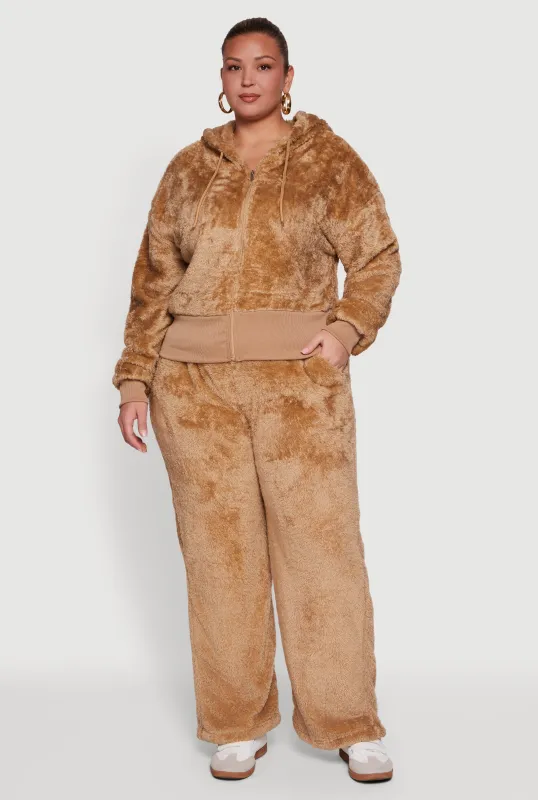 Plus Size High Waisted Faux Fur Lounge Pants sold by Rainbow