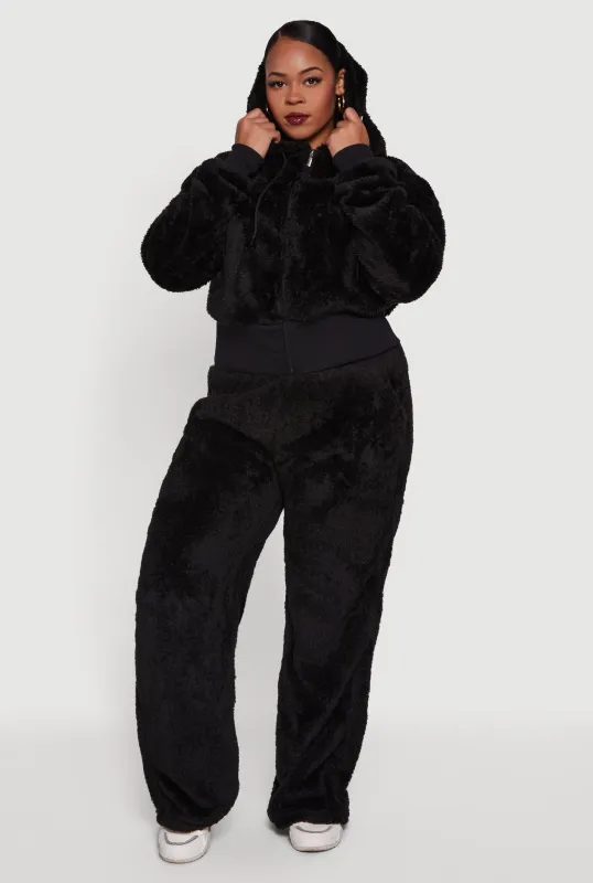 Plus Size High Waisted Faux Fur Lounge Pants sold by Rainbow