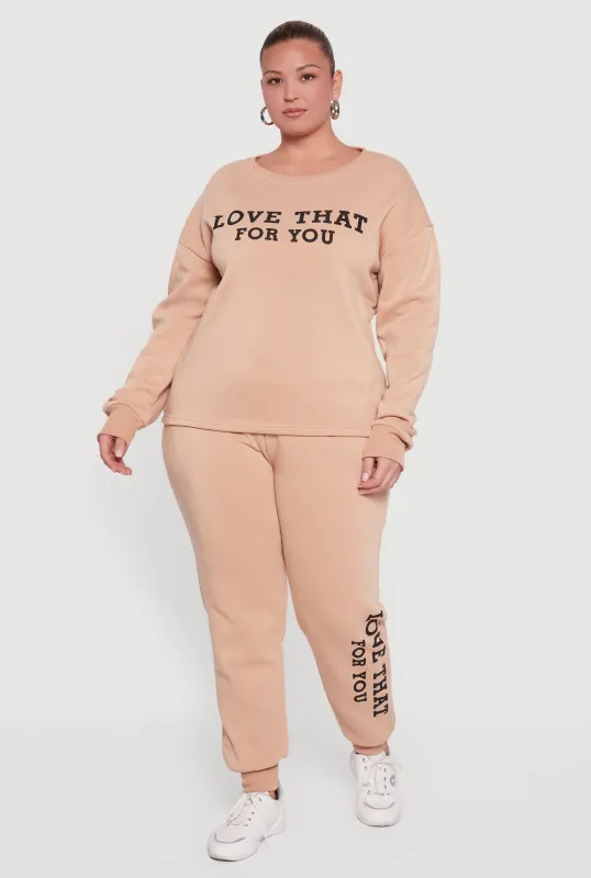 Plus Size Love That For You Fleece Joggers sold by Rainbow