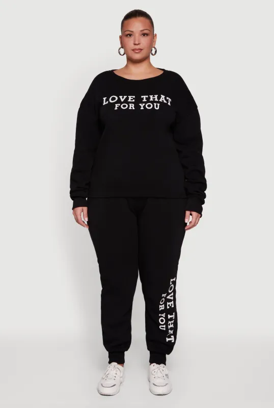 Plus Size Love That For You Fleece Joggers sold by Rainbow