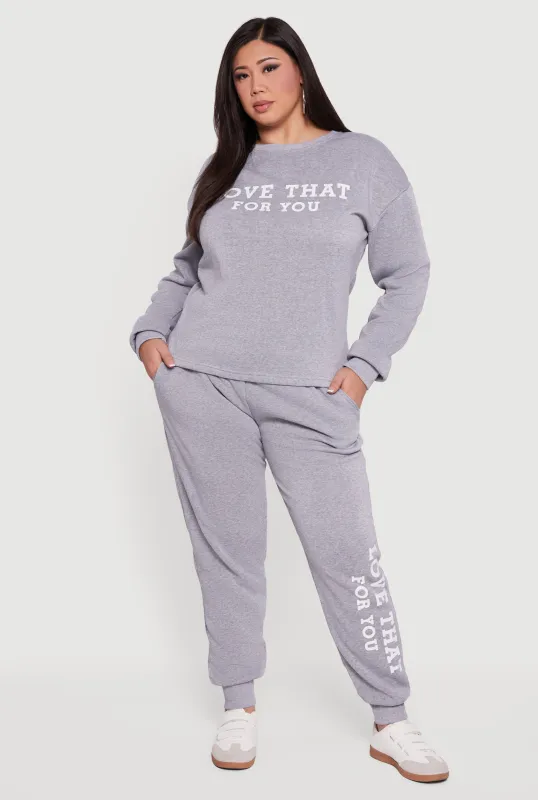 Plus Size Love That For You Fleece Joggers sold by Rainbow