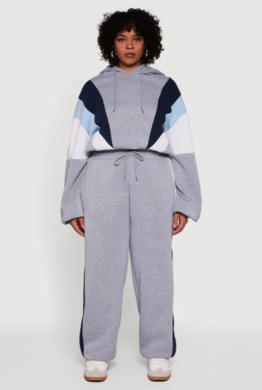 Plus Size High Waisted Color Blocked Sweatpants sold by Rainbow