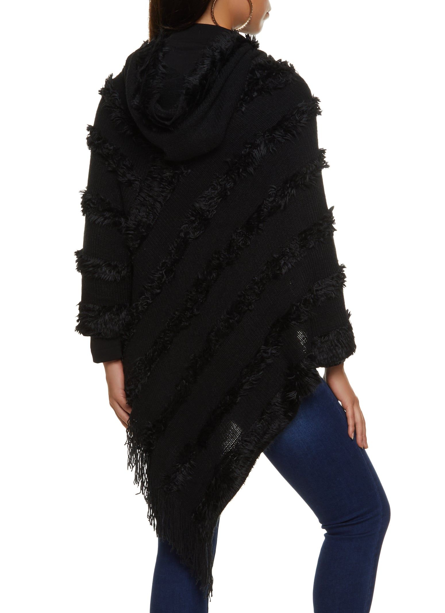 Faux Fur Fringe Hem Asymmetrical Poncho sold by Rainbow product image thumbnail 2