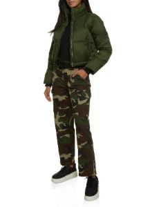 Nylon Cropped Puffer Jacket sold by Rainbow