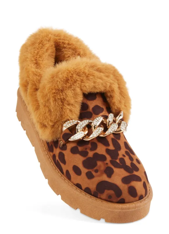 Chain Detail Faux Fur Lined Boots sold by Rainbow