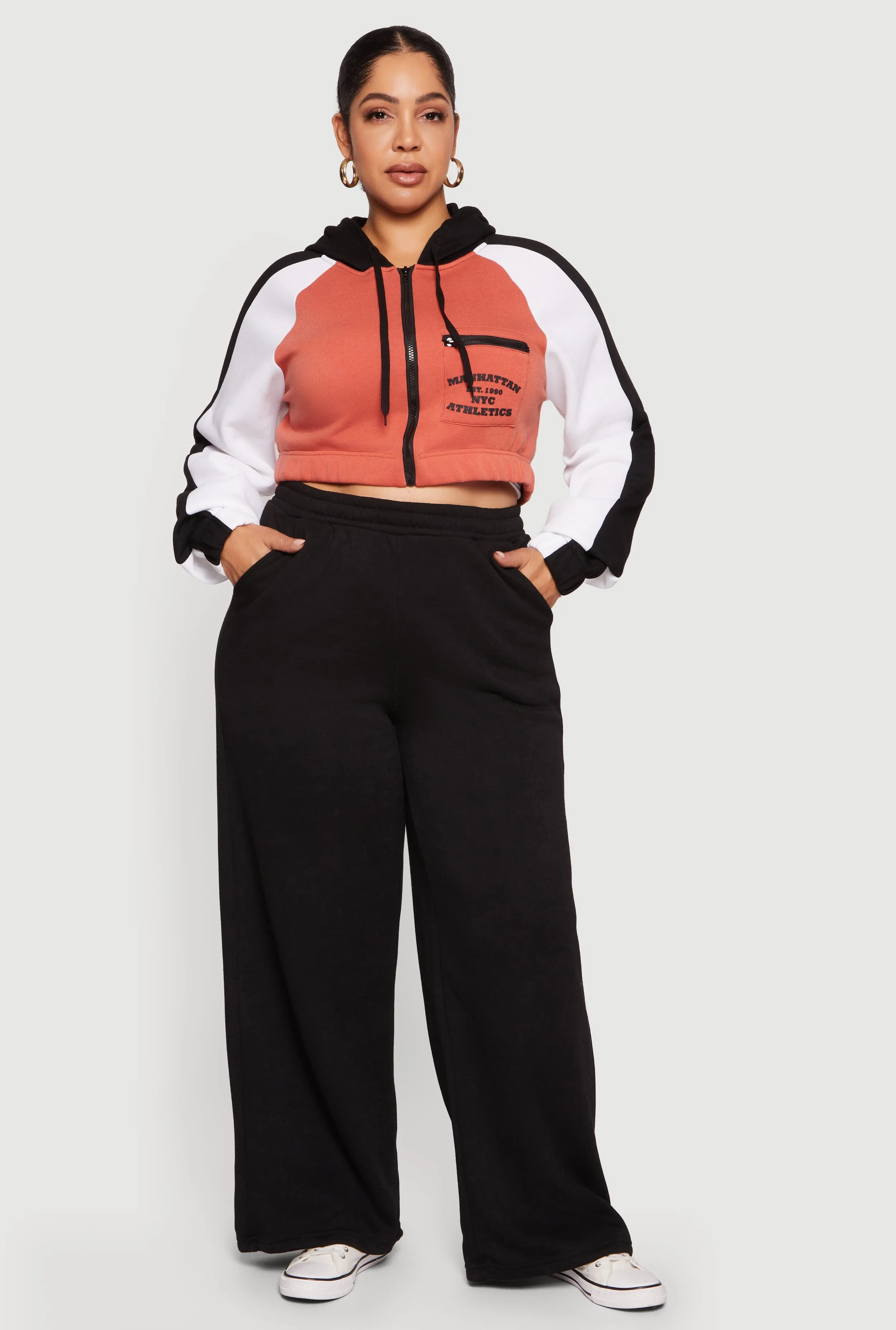 Plus Size Color Blocked NYC Athletics Graphic Crop Sweatshirt sold by Rainbow product image thumbnail 3