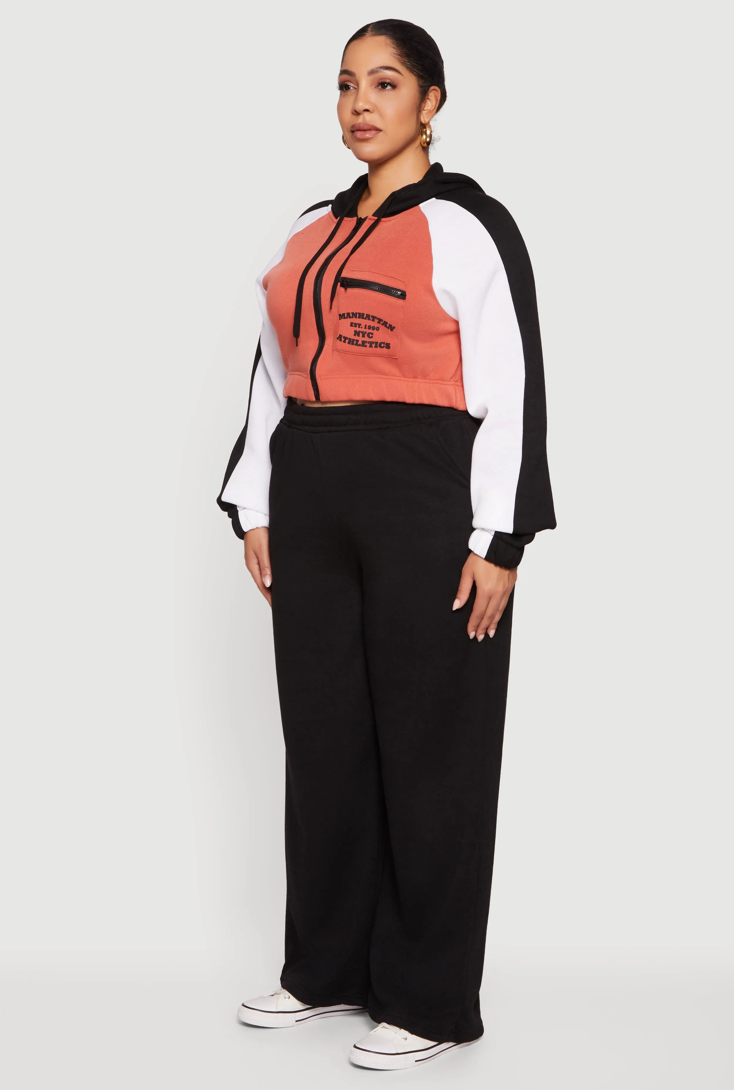 Plus Size Color Blocked NYC Athletics Graphic Crop Sweatshirt sold by Rainbow product image thumbnail 5