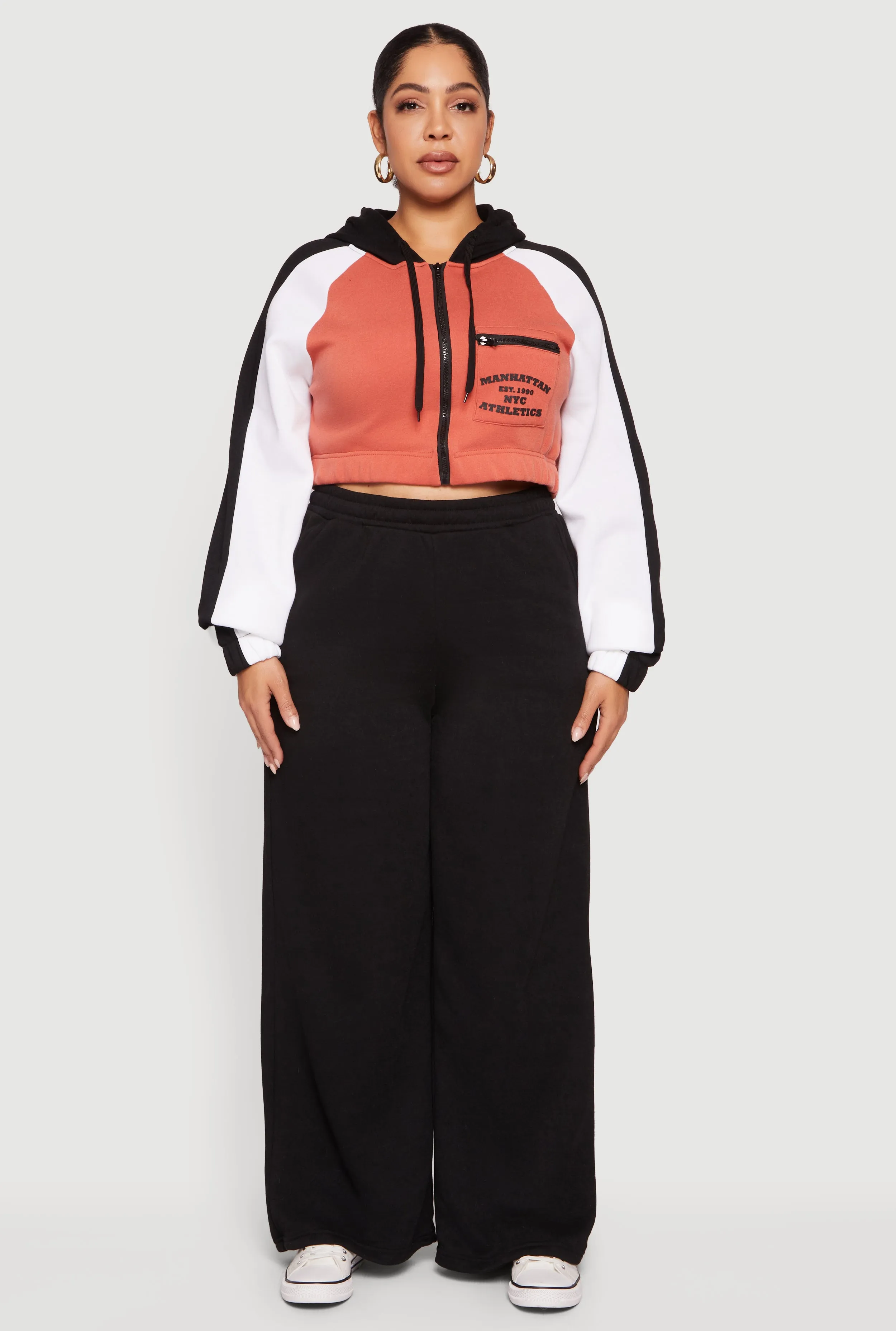 Plus Size Color Blocked NYC Athletics Graphic Crop Sweatshirt sold by Rainbow product image thumbnail 2