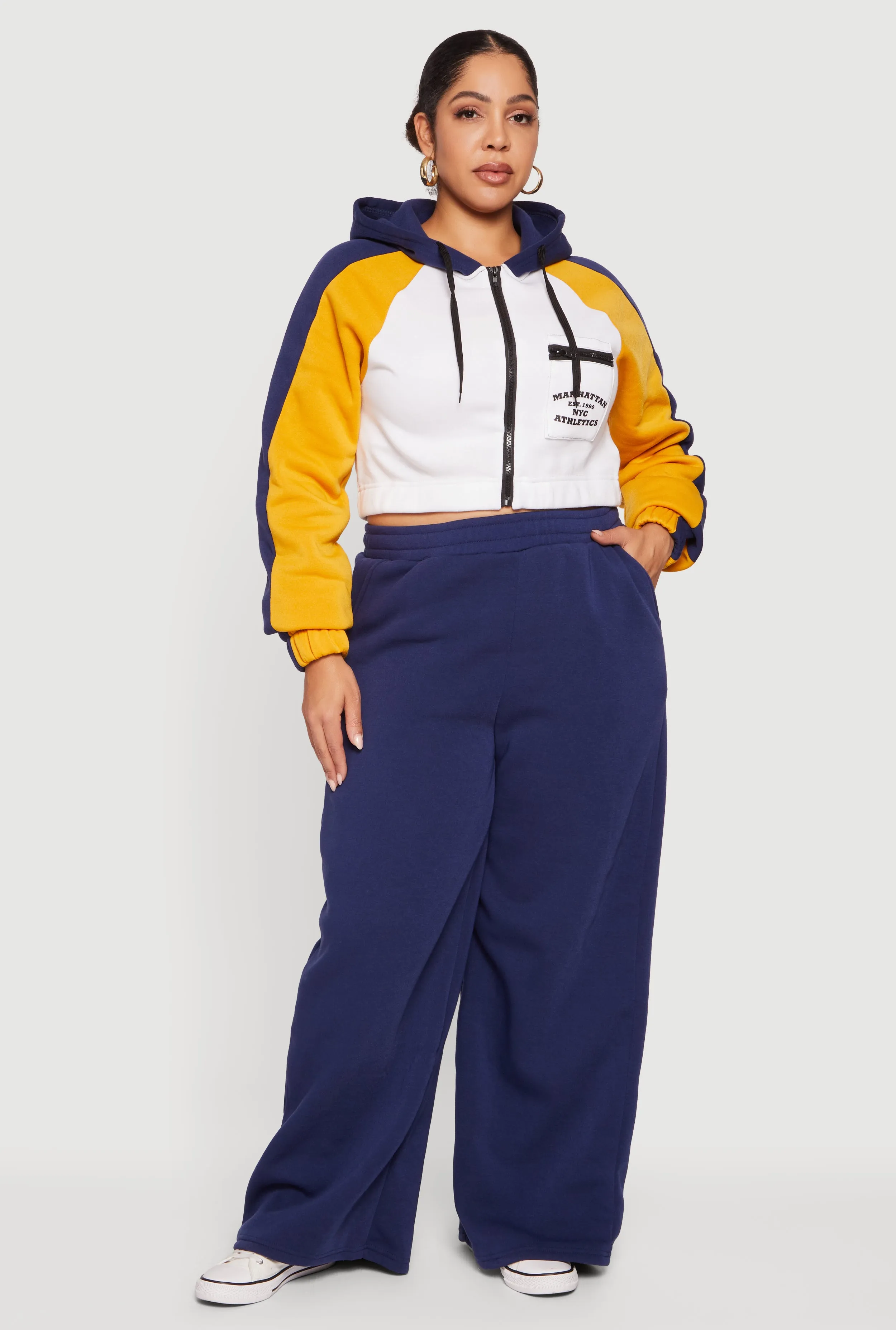 Plus Size Color Blocked NYC Athletics Graphic Crop Sweatshirt sold by Rainbow product image thumbnail 3