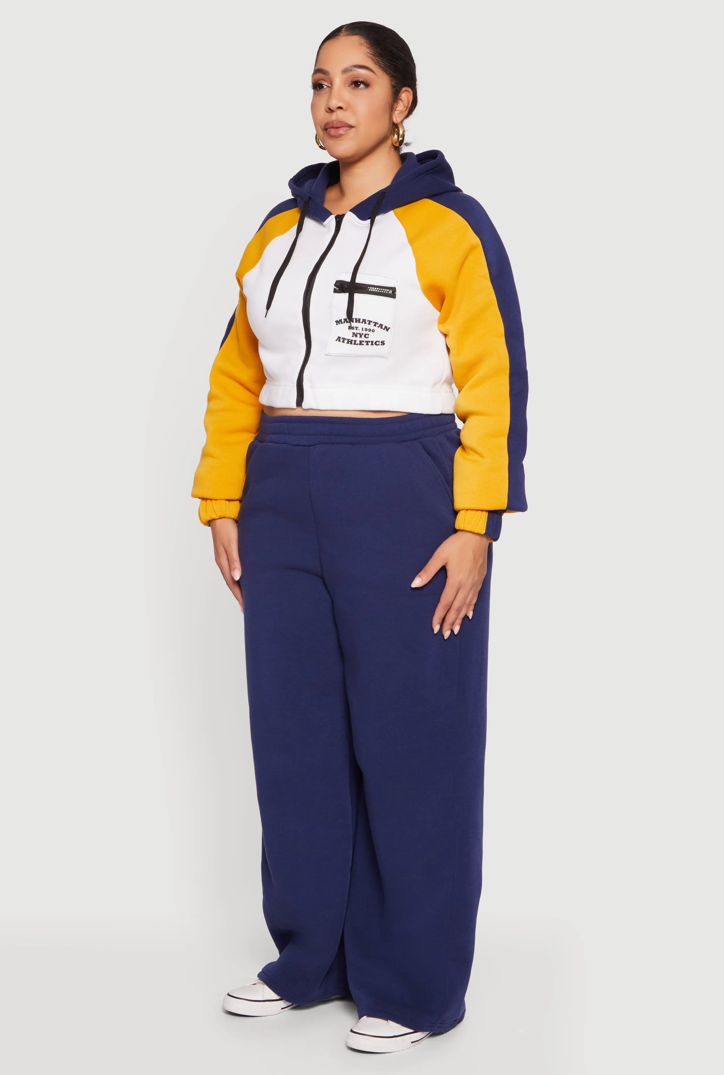 Plus Size Color Blocked NYC Athletics Graphic Crop Sweatshirt sold by Rainbow product image thumbnail 5