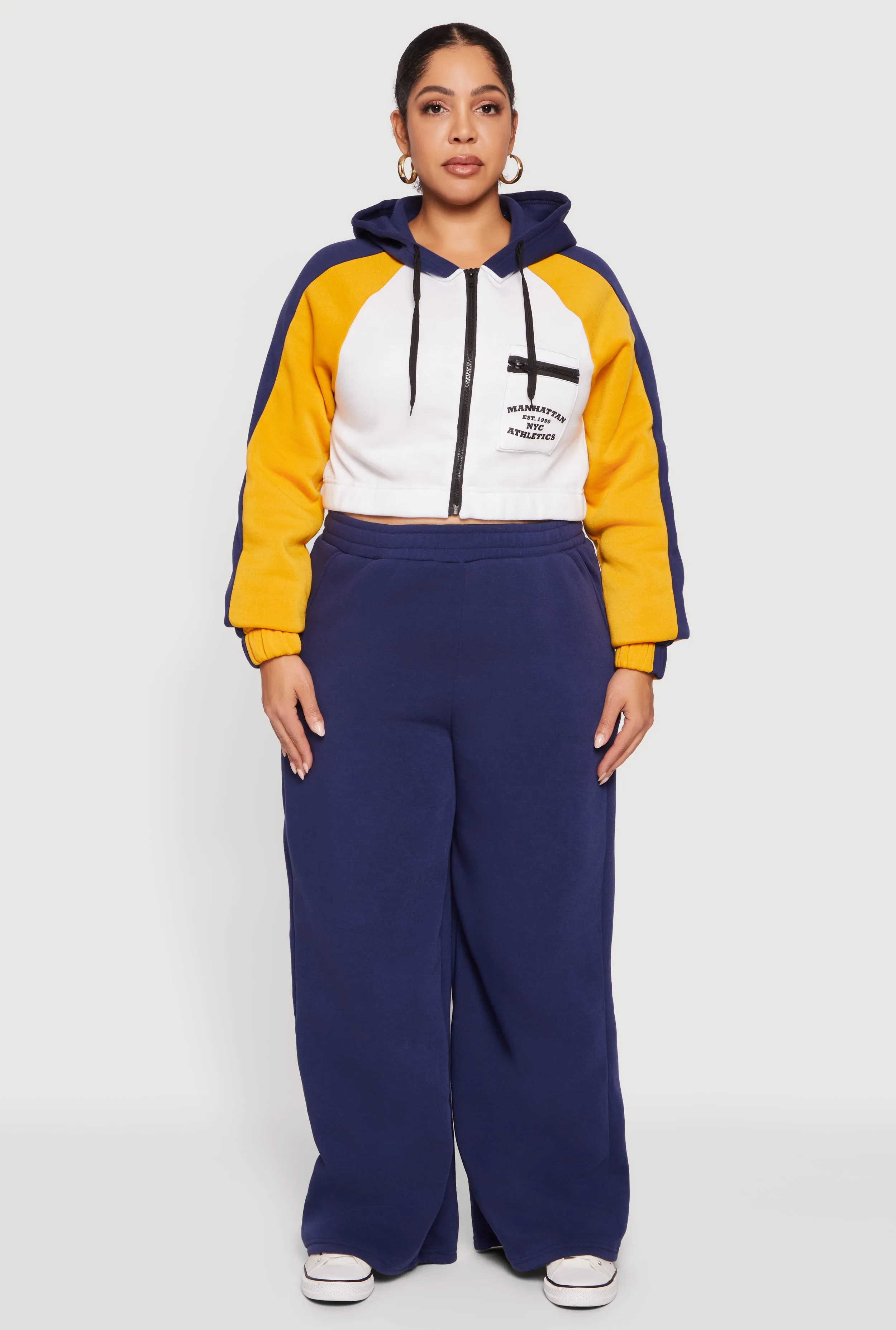 Plus Size Color Blocked NYC Athletics Graphic Crop Sweatshirt sold by Rainbow product image thumbnail 2