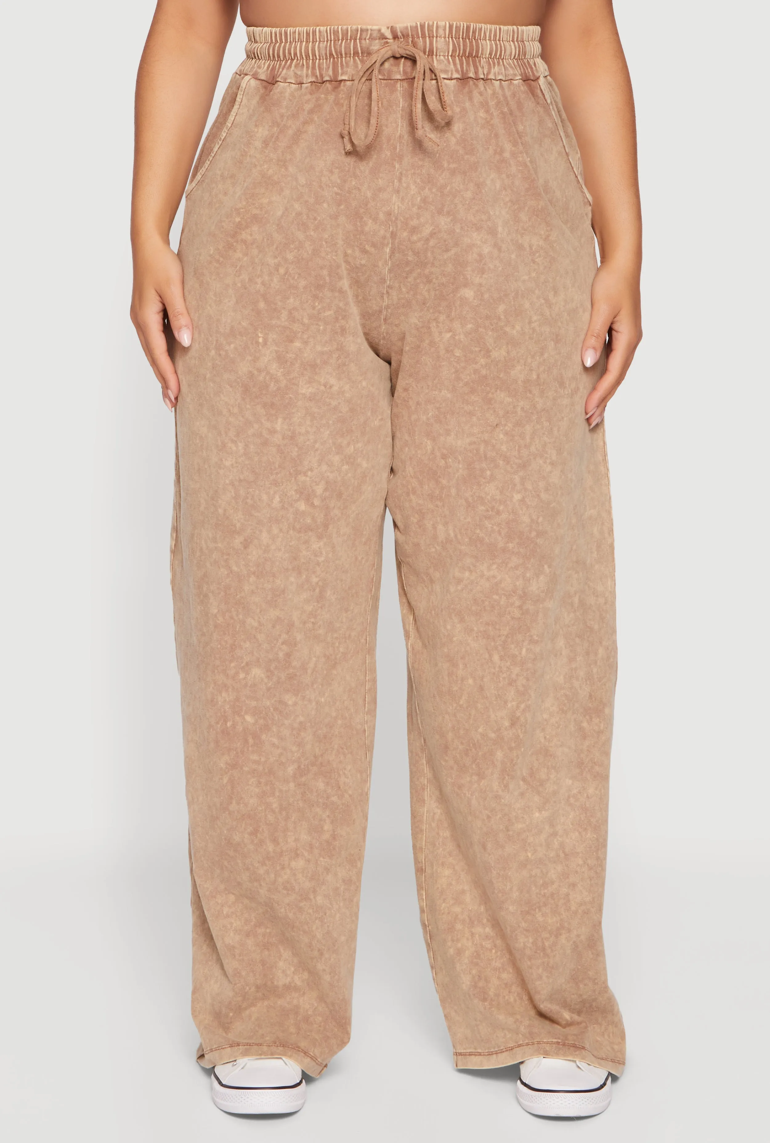 Plus Size High Waisted Acid Wash Wide Leg Pants sold by Rainbow product image thumbnail 3