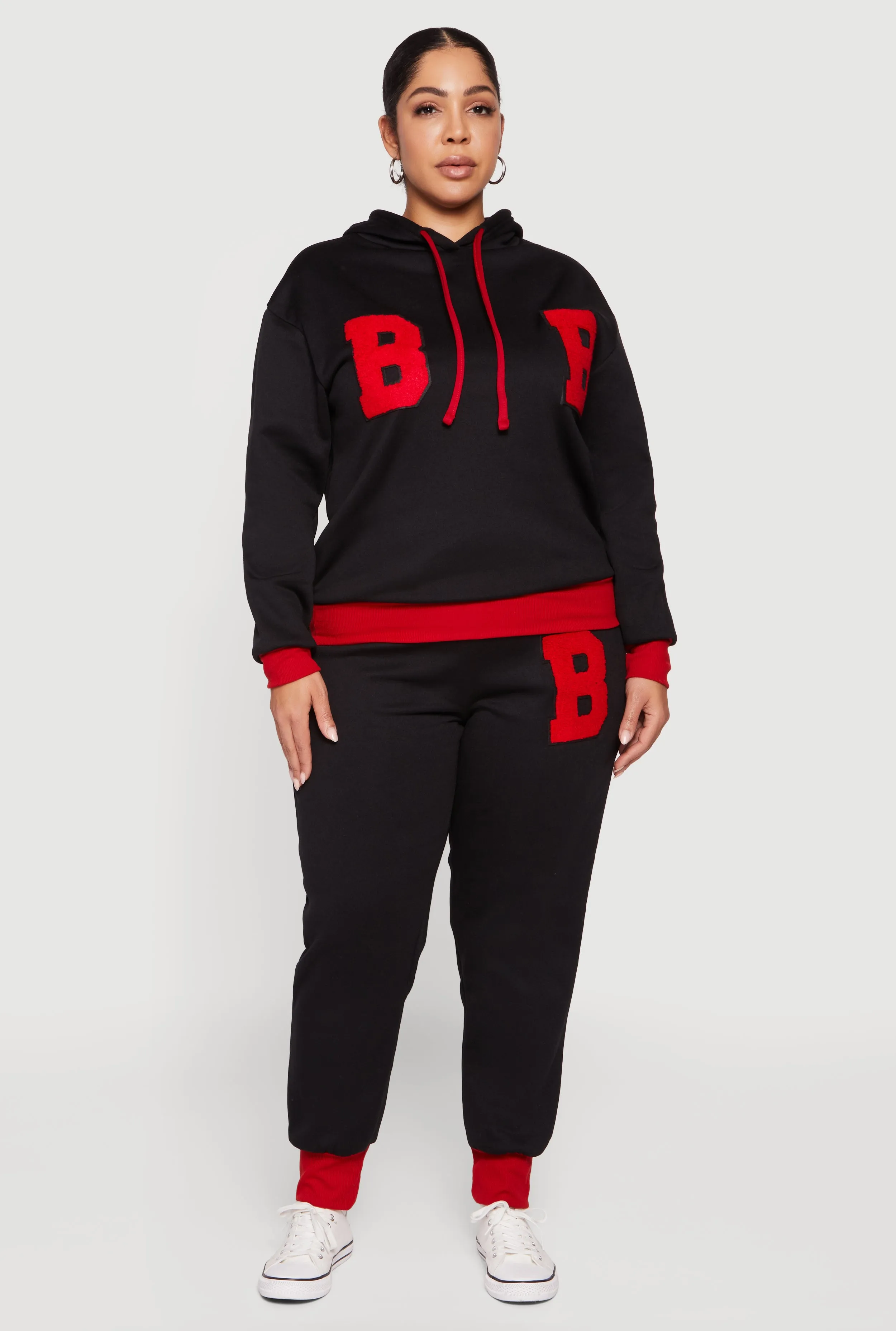 Plus Size Chenille B Initial Patch Graphic Joggers sold by Rainbow product image thumbnail 2