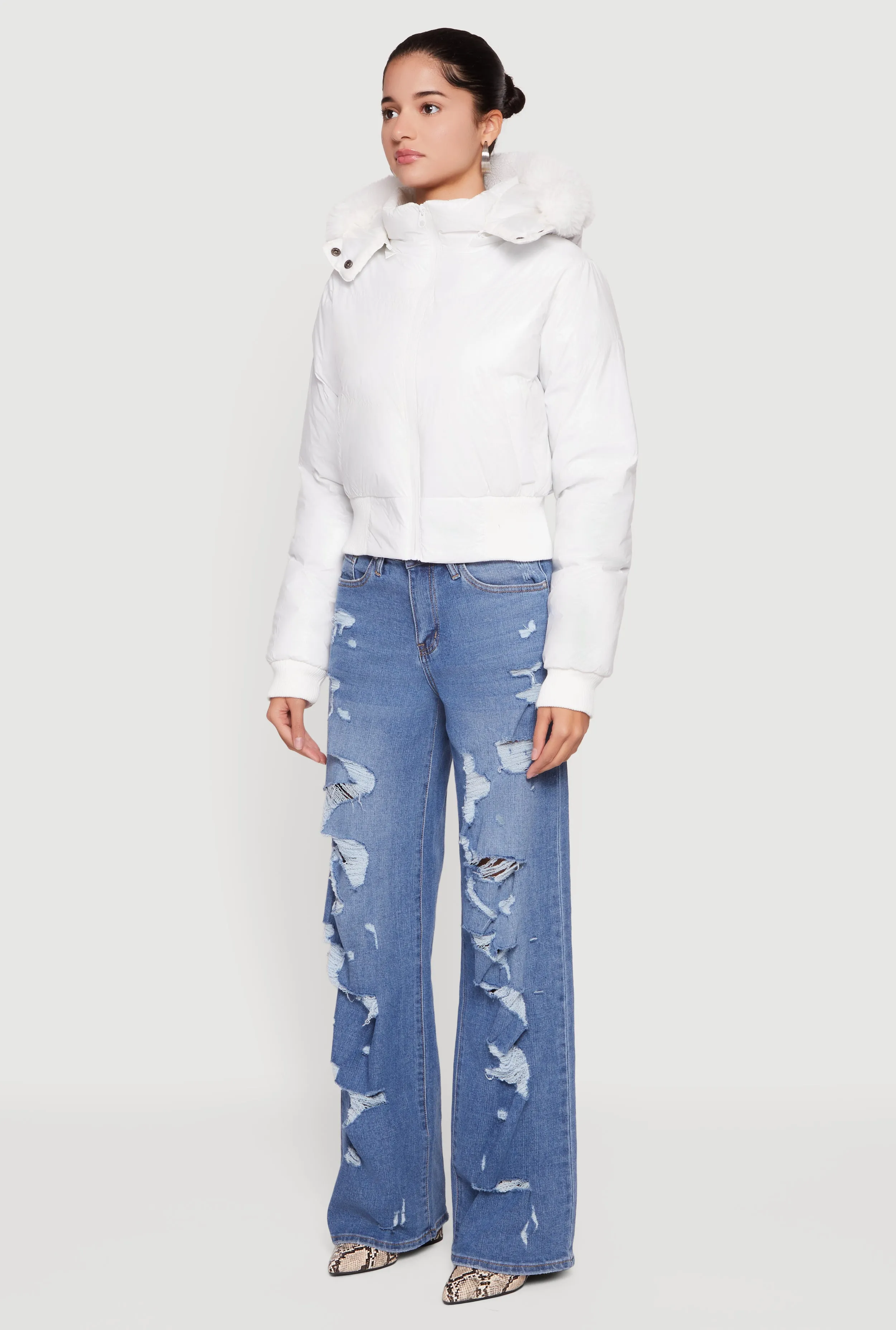 Puffer Jacket with Removable Faux Fur Hood sold by Rainbow product image thumbnail 5