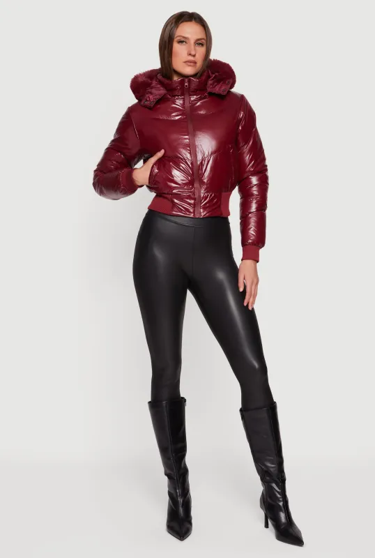 Puffer Jacket with Removable Faux Fur Hood sold by Rainbow