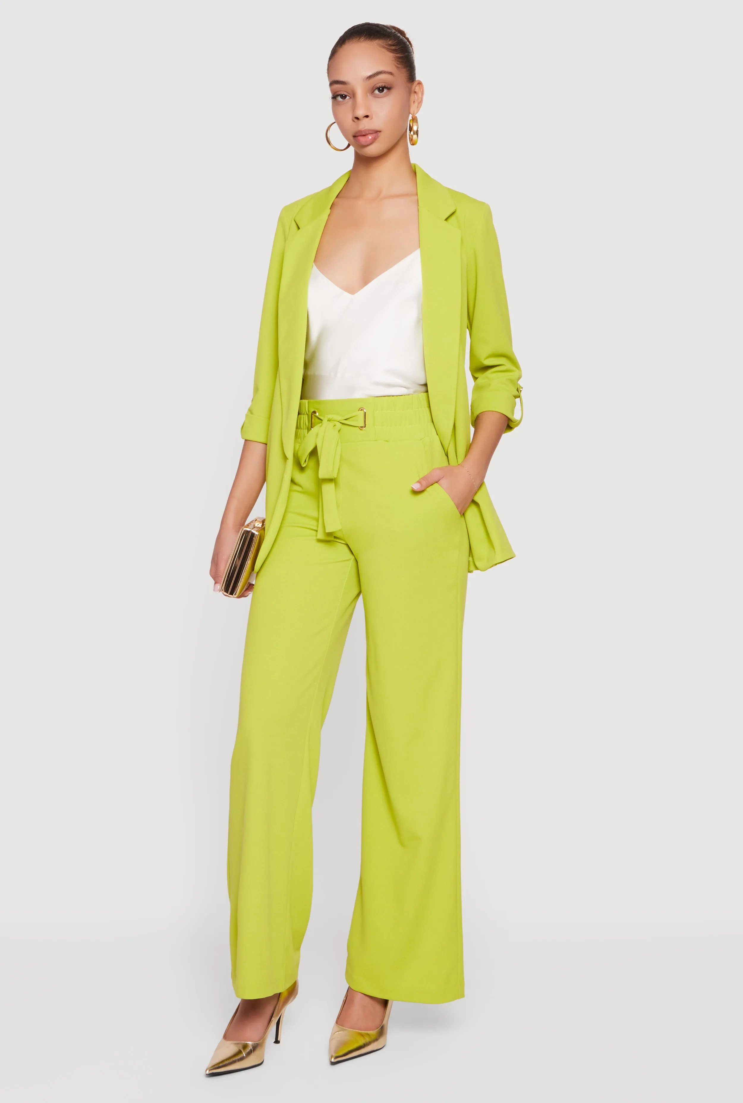 Crepe Knit Drawstring Detail Wide Leg Pants sold by Rainbow product image thumbnail 2