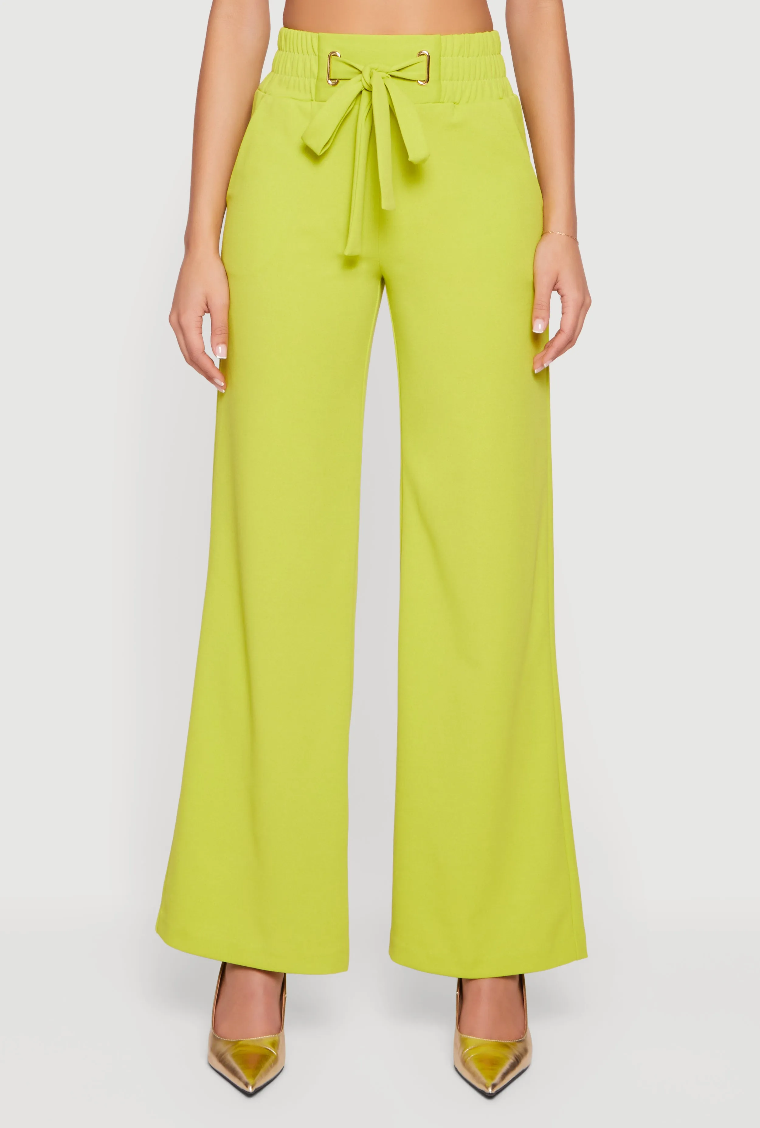 Crepe Knit Drawstring Detail Wide Leg Pants sold by Rainbow product image thumbnail 3