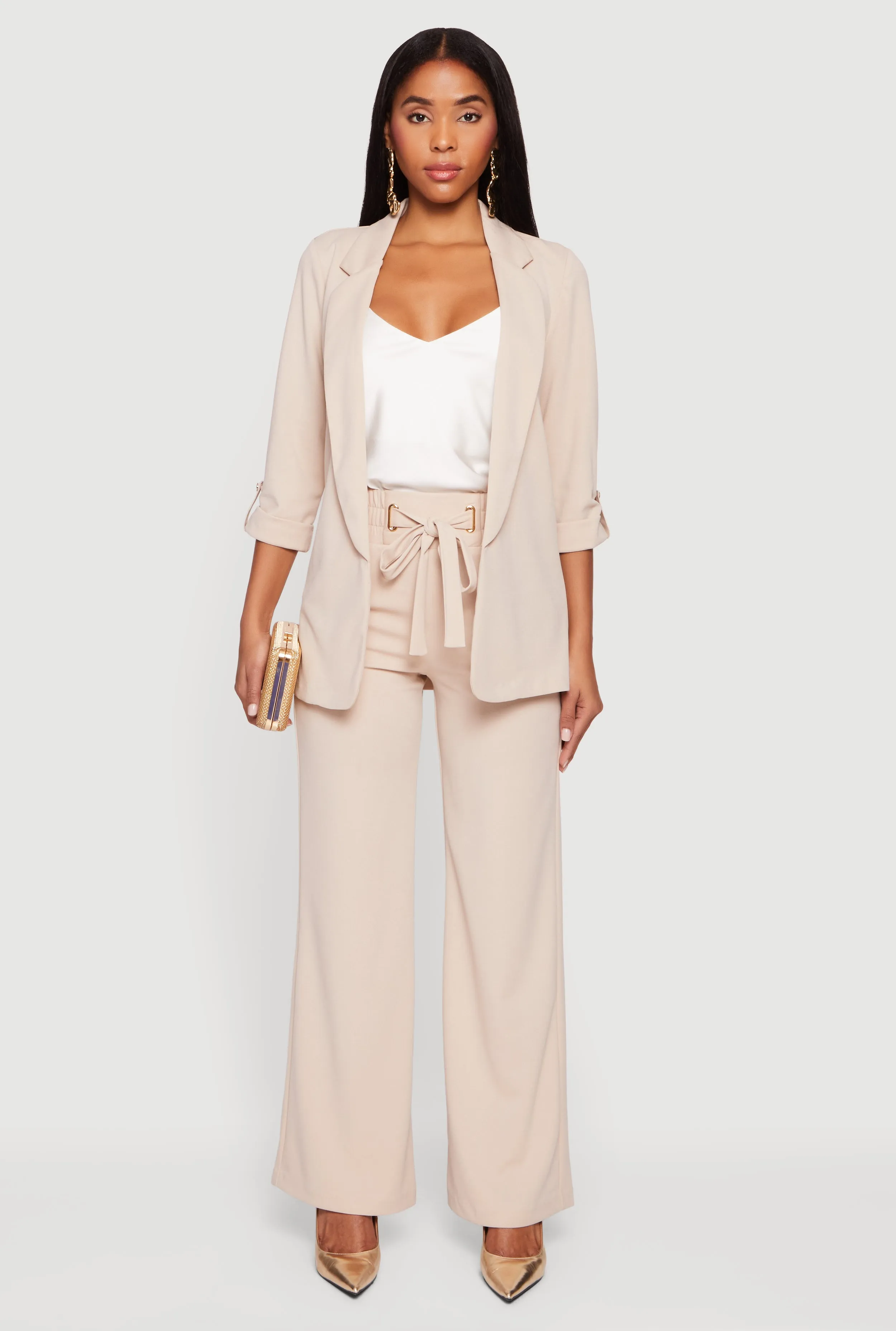 Crepe Knit Drawstring Detail Wide Leg Pants sold by Rainbow product image thumbnail 2