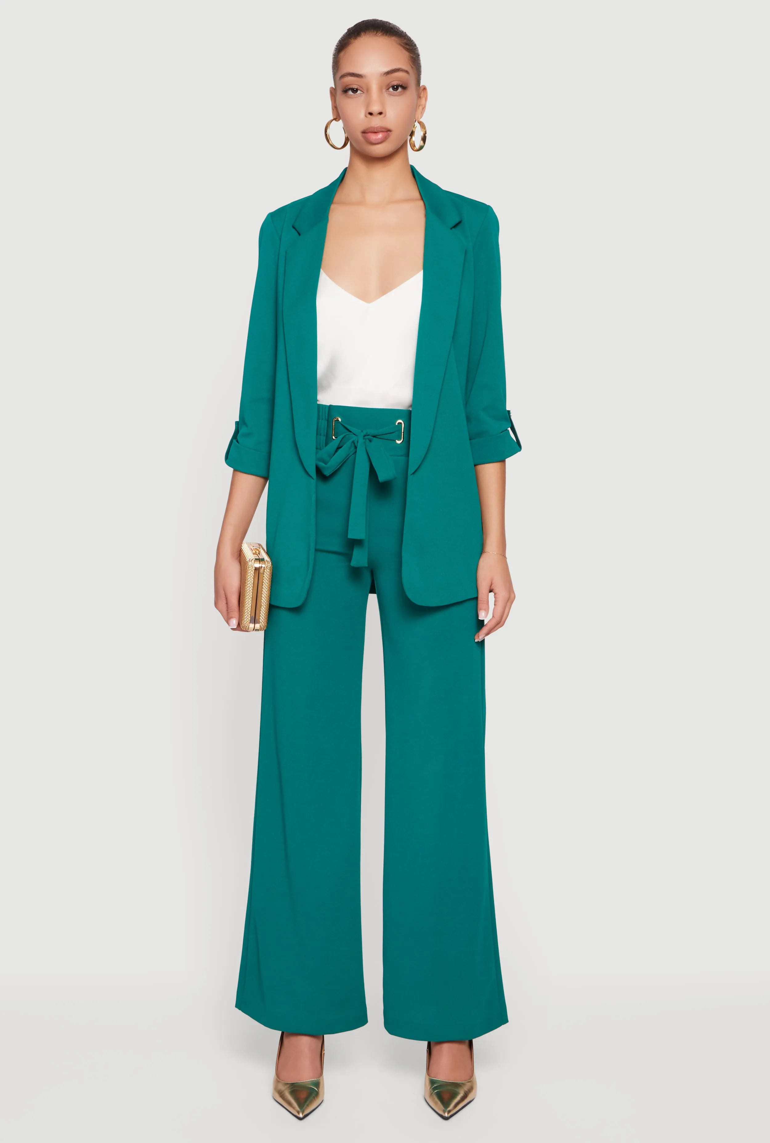 Crepe Knit Tabbed Sleeve Blazer sold by Rainbow product image thumbnail 2