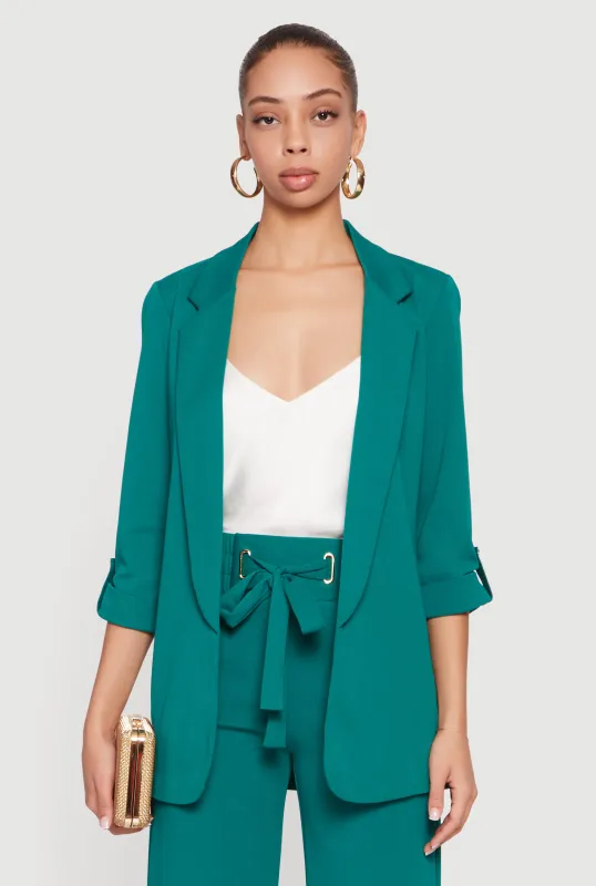 Crepe Knit Tabbed Sleeve Blazer sold by Rainbow