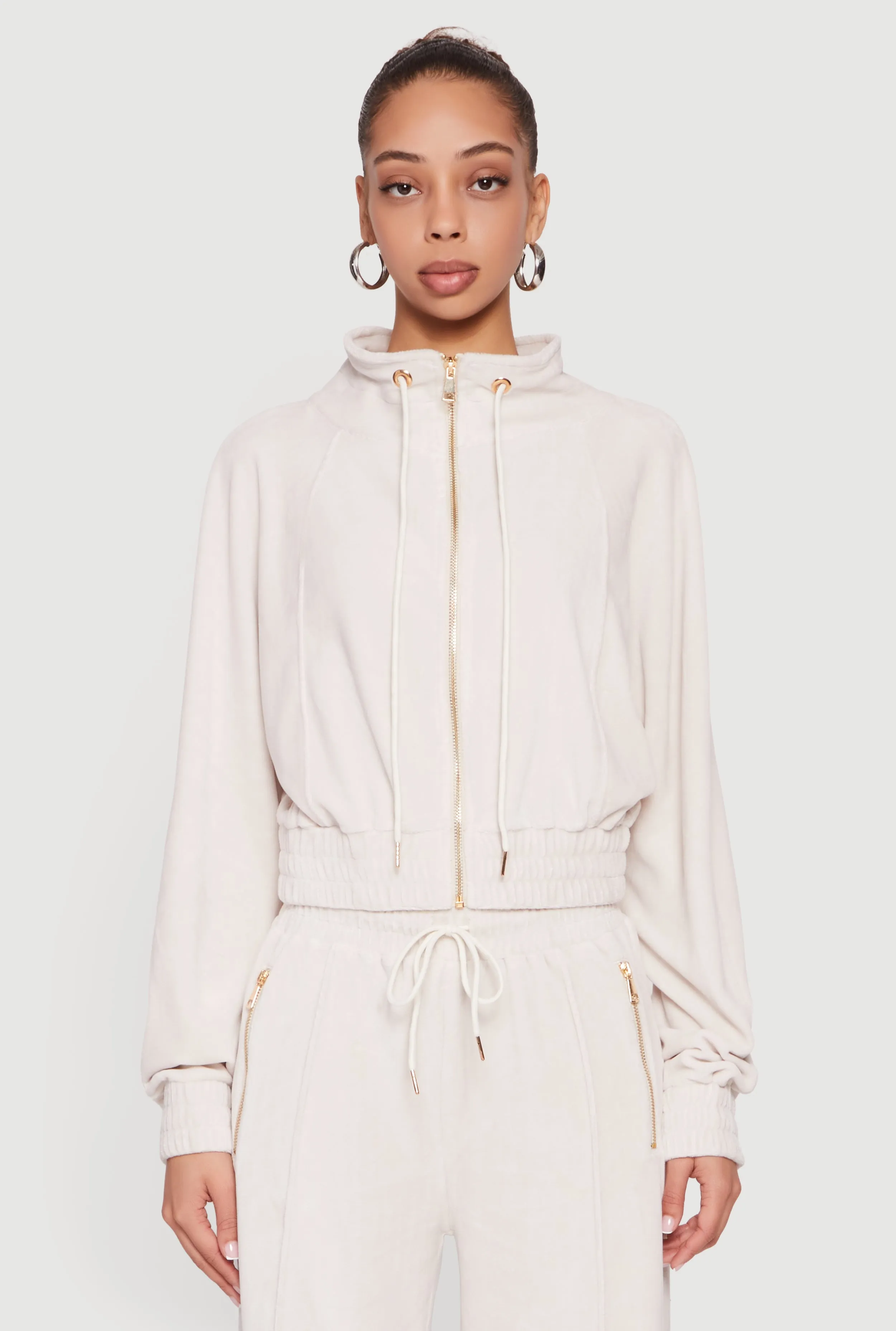 Velour Drawstring Mock Neck Sweatshirt sold by Rainbow product image thumbnail 3