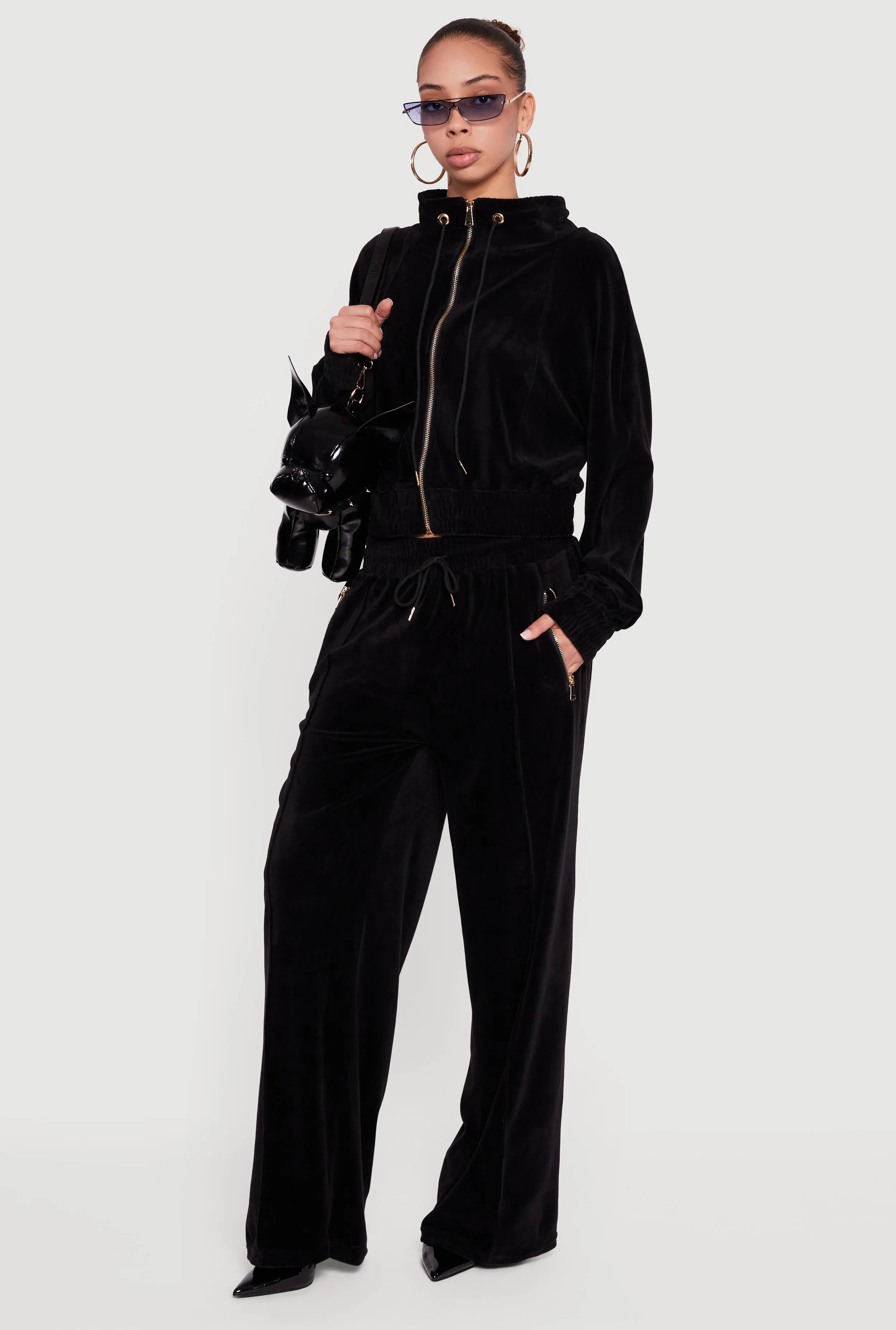 Velour High Waist Wide Leg Sweatpants sold by Rainbow product image thumbnail 3